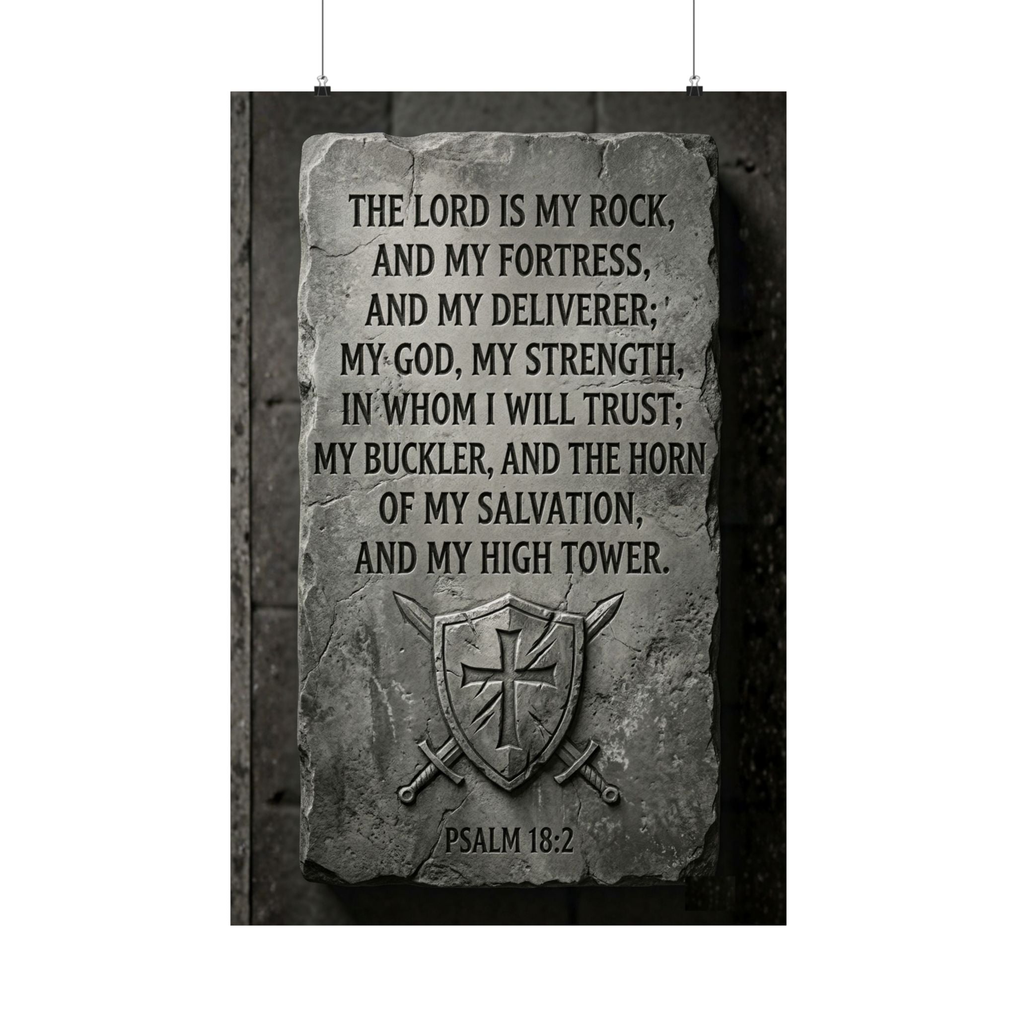 Psalm 18:2 'The Rock' Ancient Stone Tablet Poster