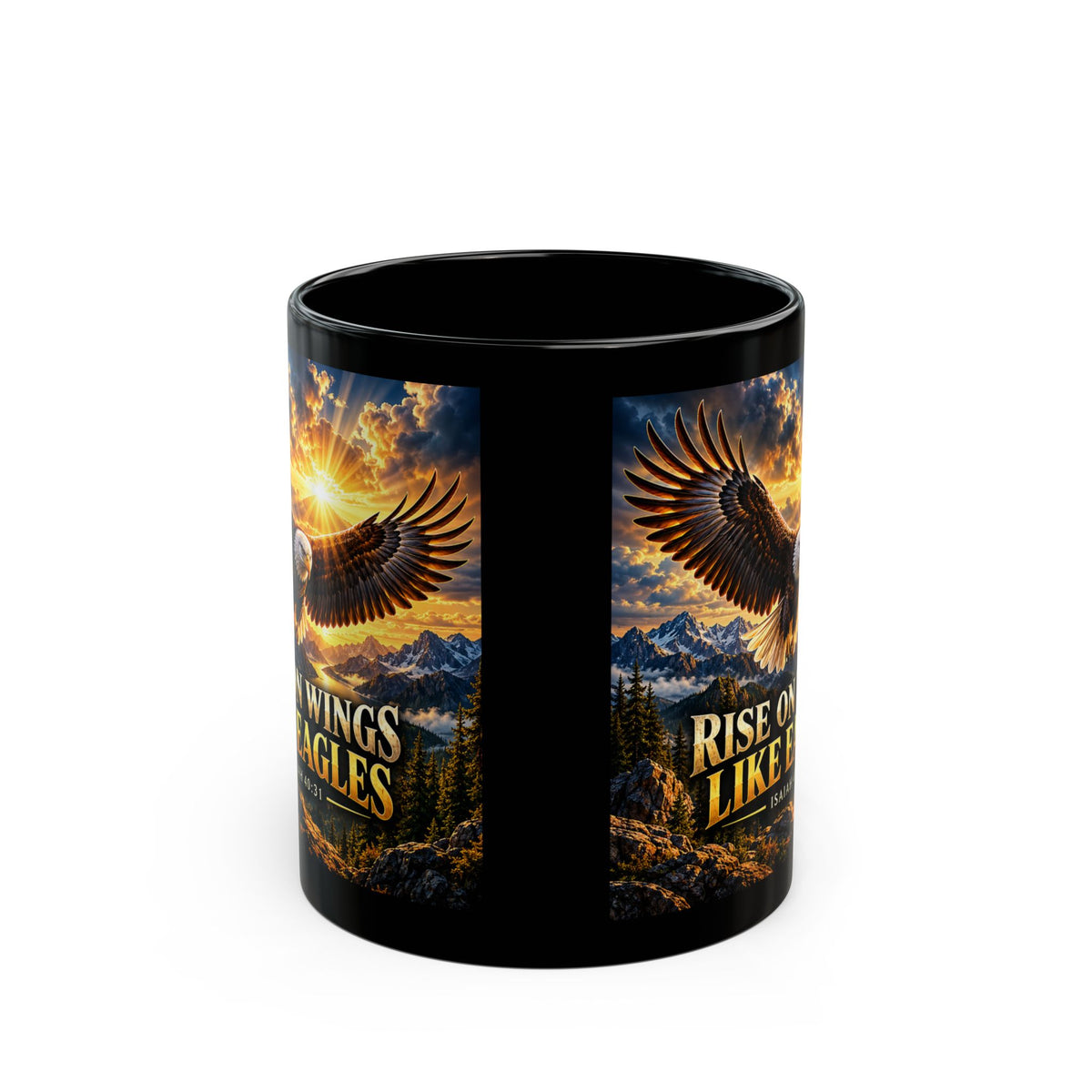 Rise on Wings Like Eagles — Isaiah 40:31 Black Mug