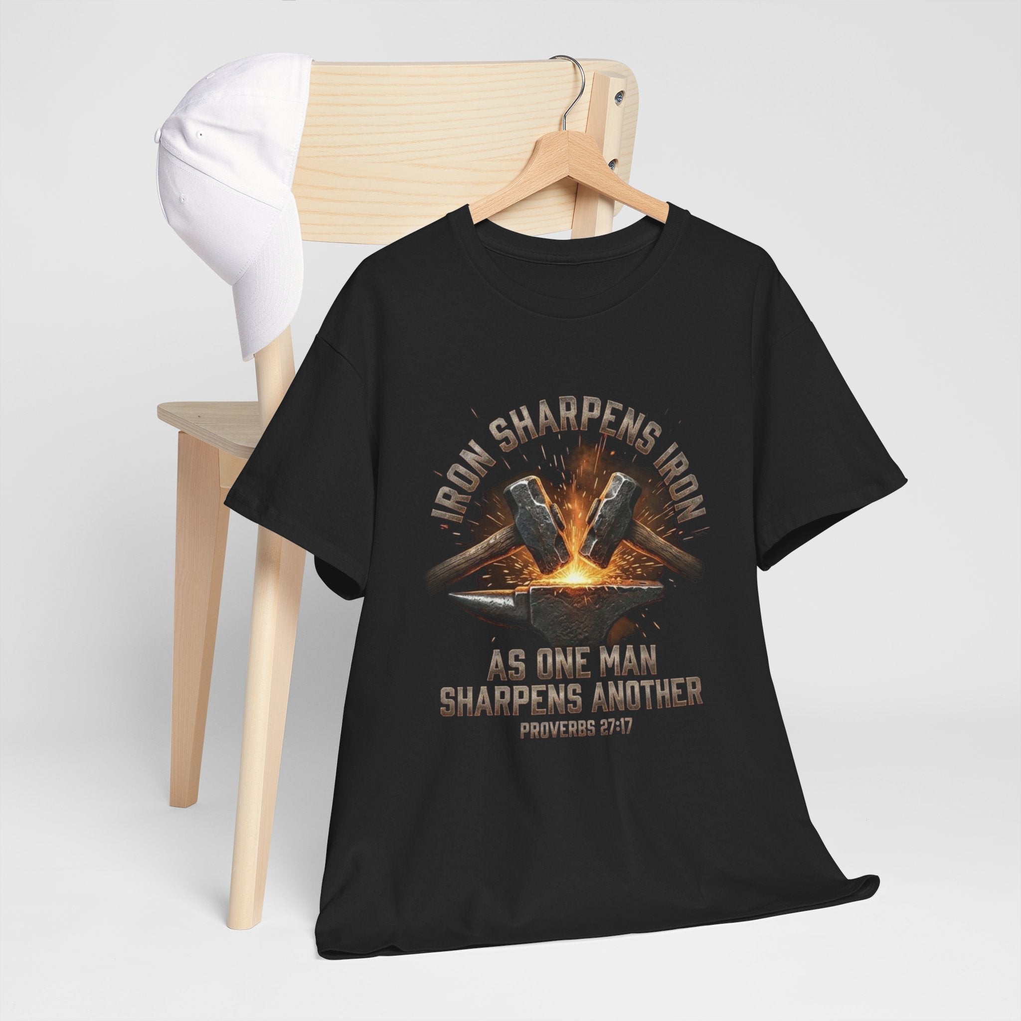 Iron Sharpens Iron Premium Heavyweight Tee - Proverbs 27:17