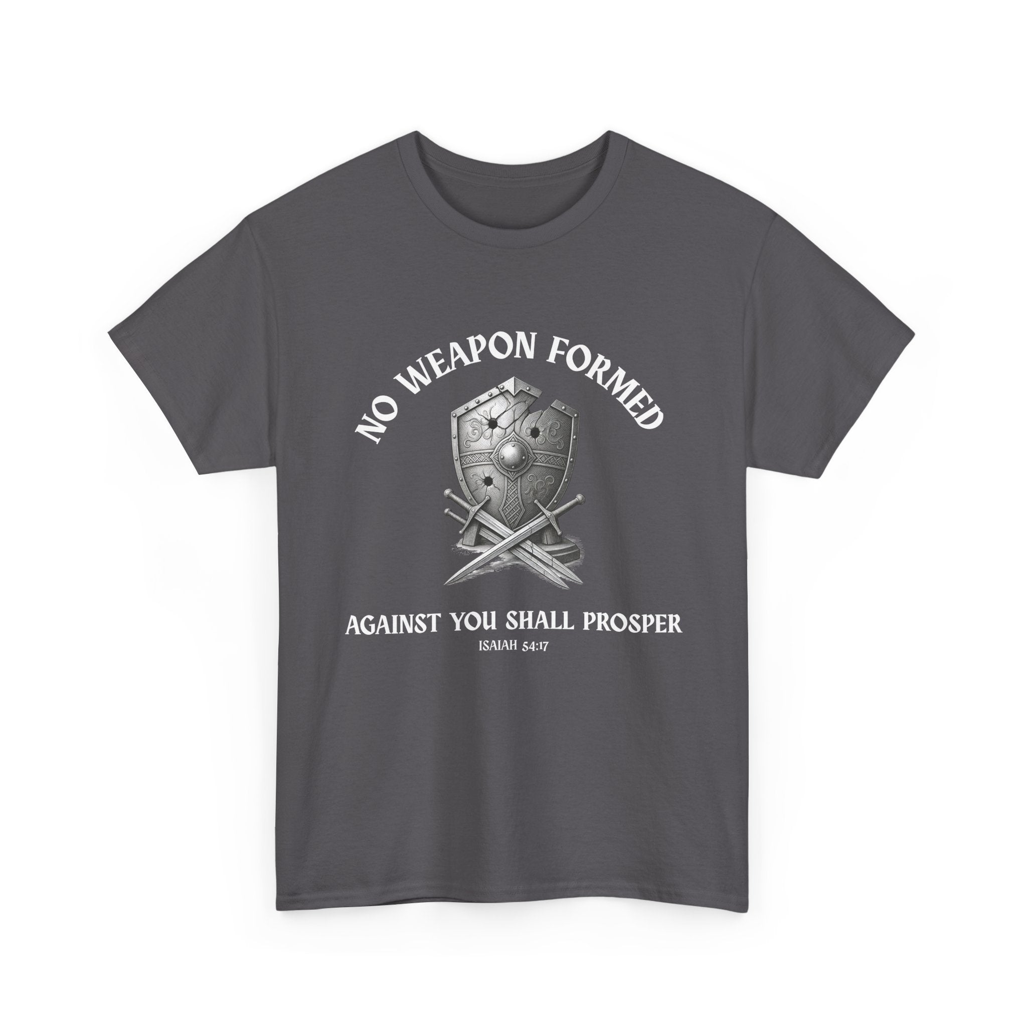 Christian T-Shirt – Isaiah 54:17 “No Weapon Formed” Bible Verse Faith Shirt