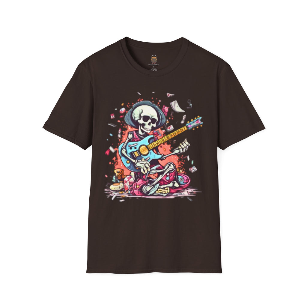 Skull Guitarist T-Shirt - Premium Rock Graphic Tee for Dark Colors