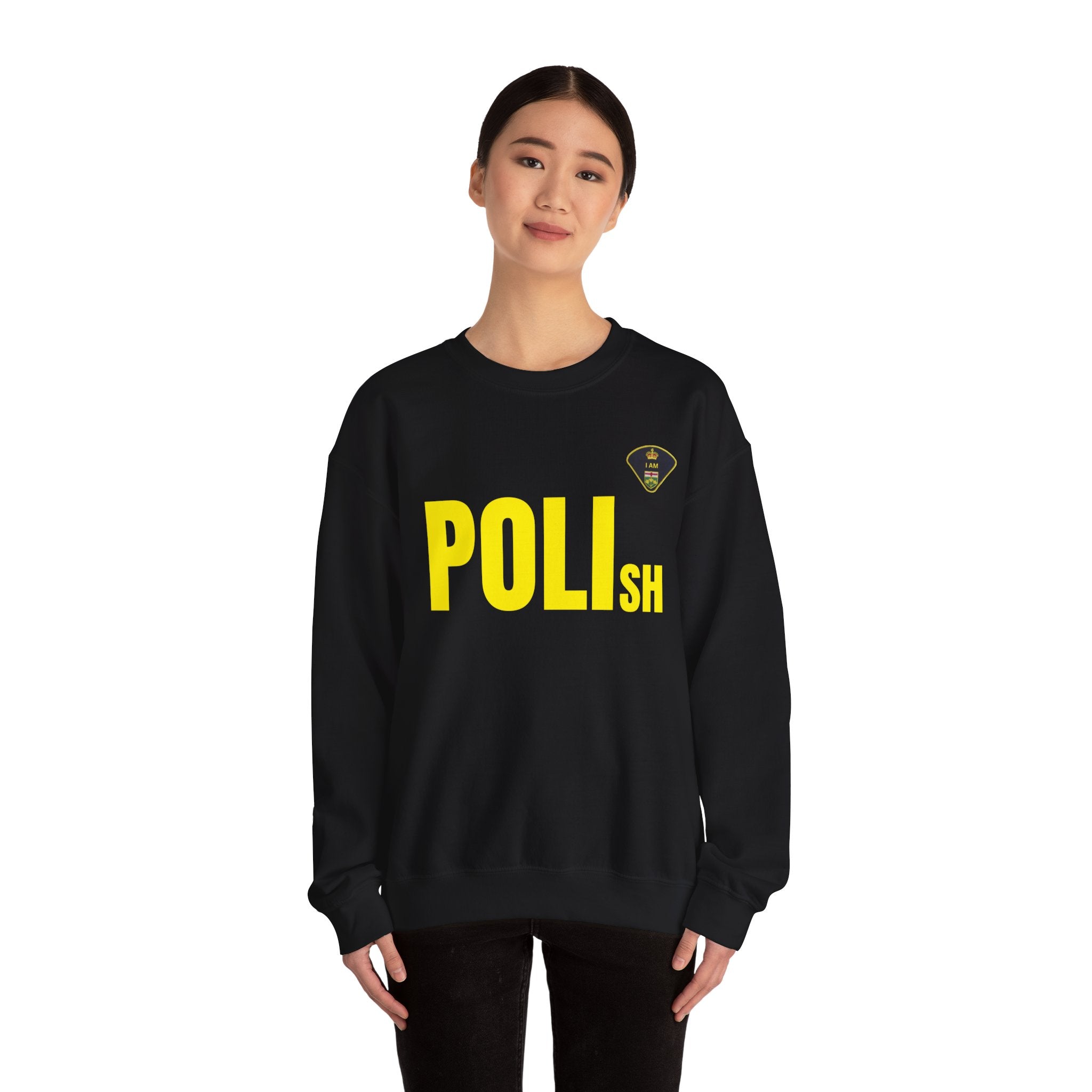 Crewneck Sweatshirt — POLIsh Bold Yellow Logo Graphic