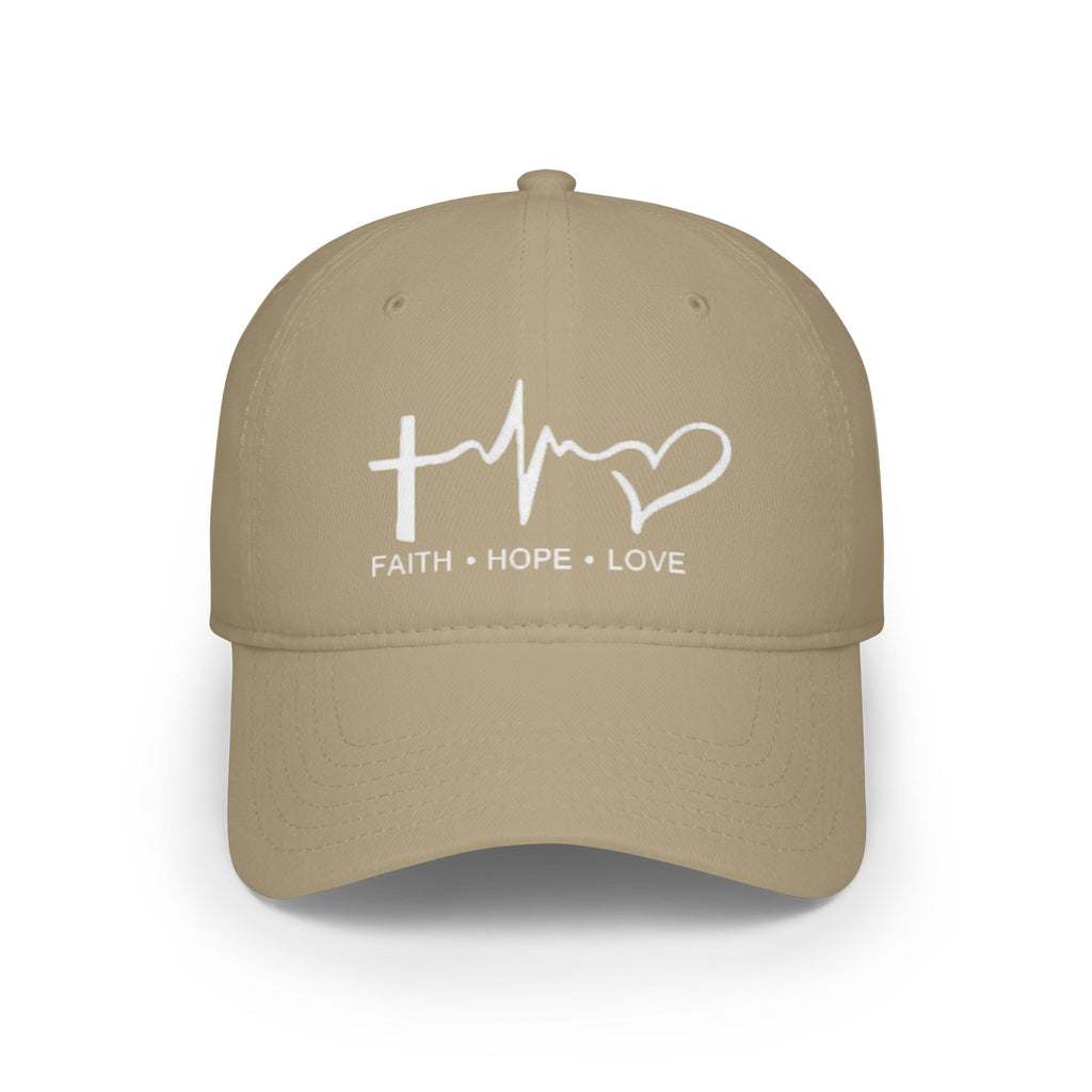 Faith Hope Love Low Profile Baseball Cap, Inspirational Hat, Gift for Him/Her, Everyday Wear, Cap for Spiritual Beliefs