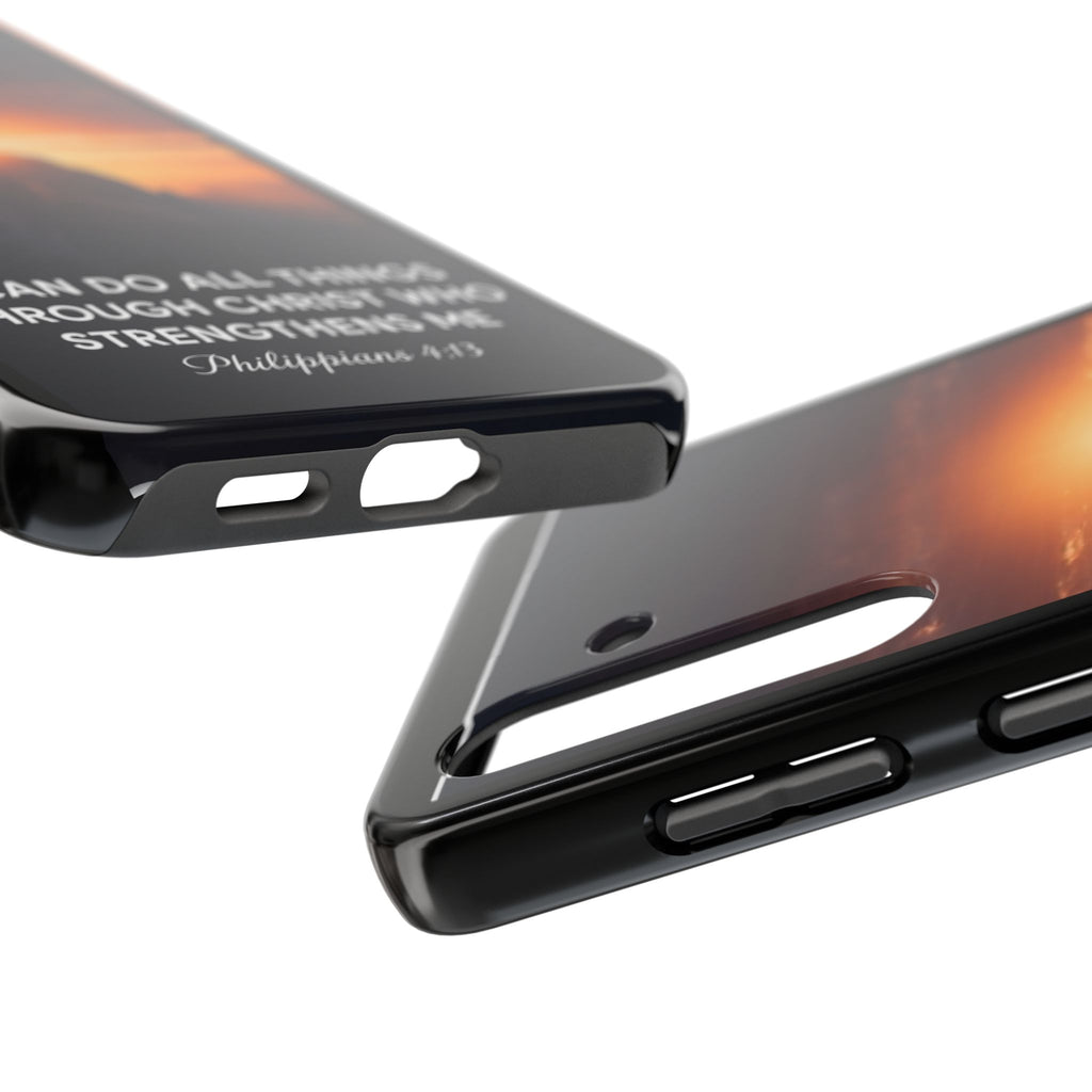 Christian Mountain Sunset Tough Phone Case — "I Can Do All Things" Philippians 4:13
