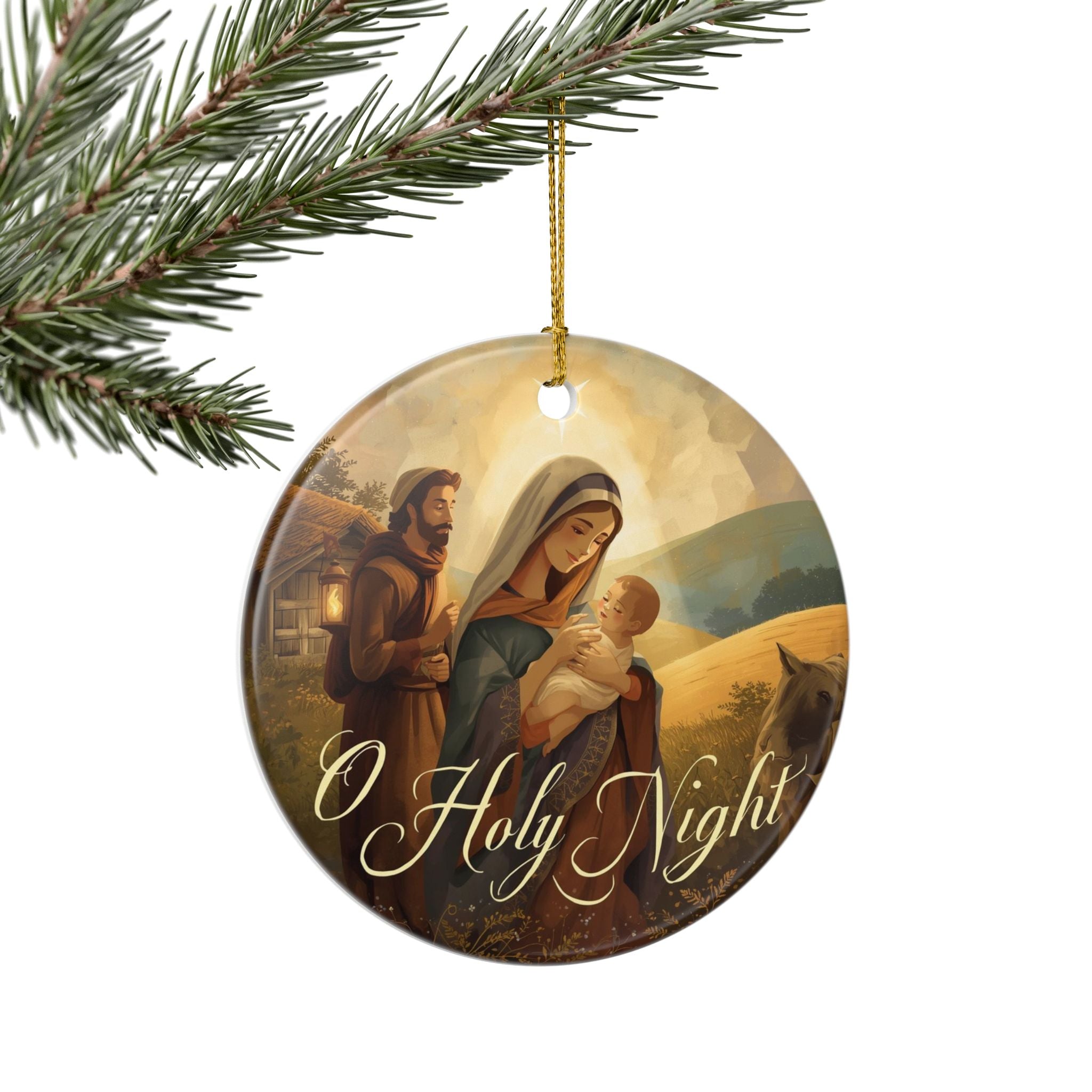 O Holy Night Ceramic Ornament — Nativity Christmas Tree Decor
