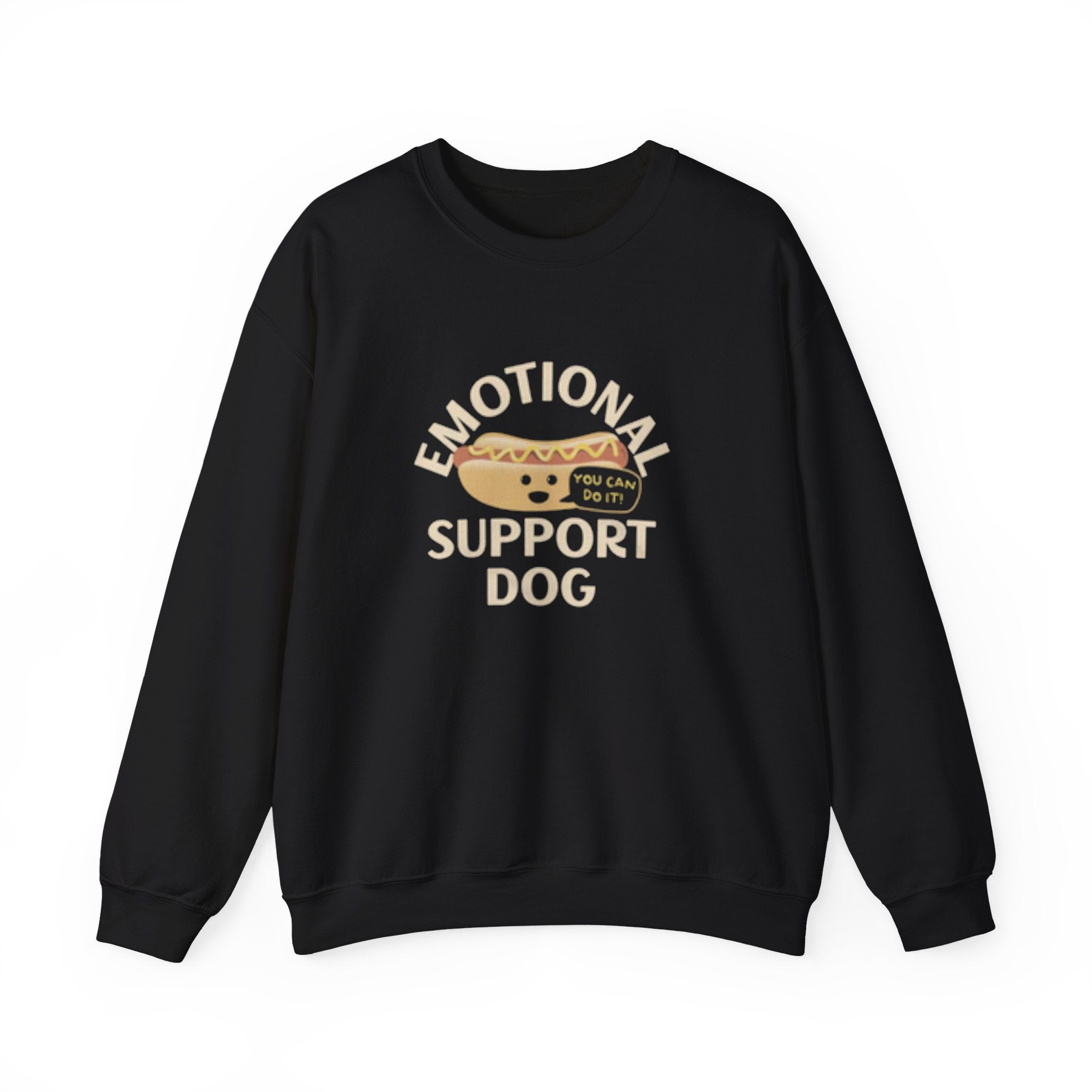 Emotional Support Dog – Funny Hot Dog Pun Crewneck Sweatshirt