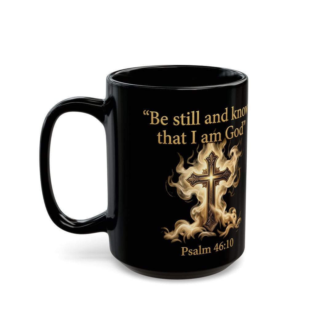 Be Still and Know – Psalm 46:10 Black Christian Mug