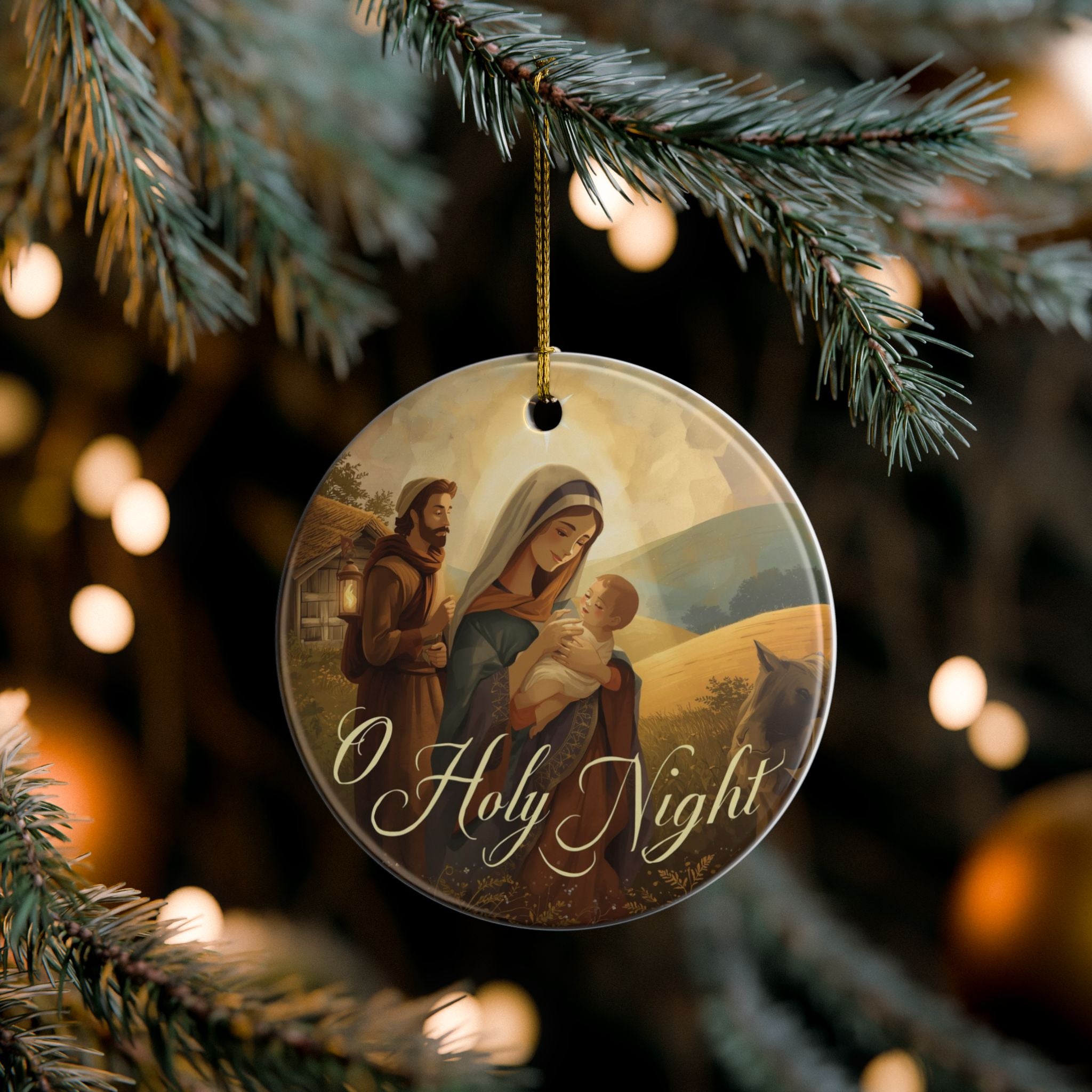 O Holy Night Ceramic Ornament — Nativity Christmas Tree Decor