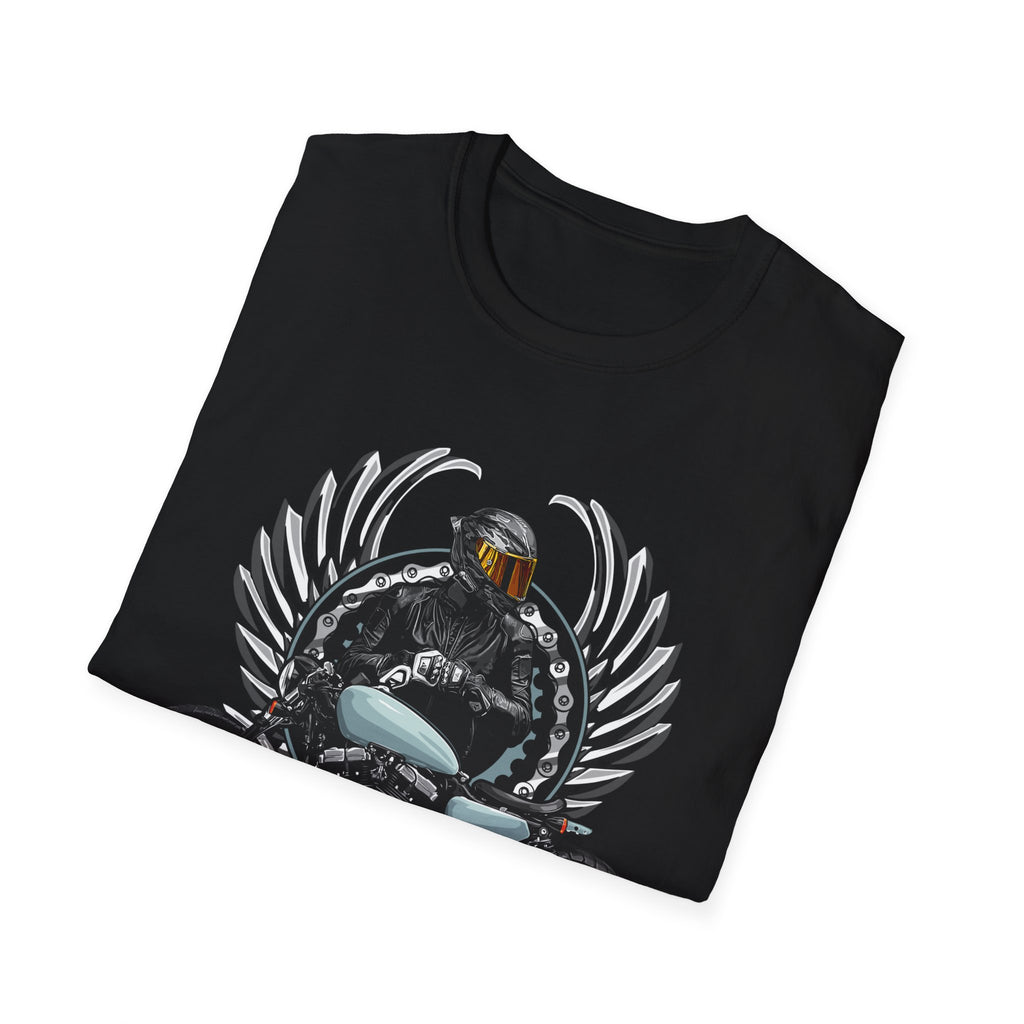Motorcycle Rider Wings T-Shirt — Vintage Biker Helmet Crest
