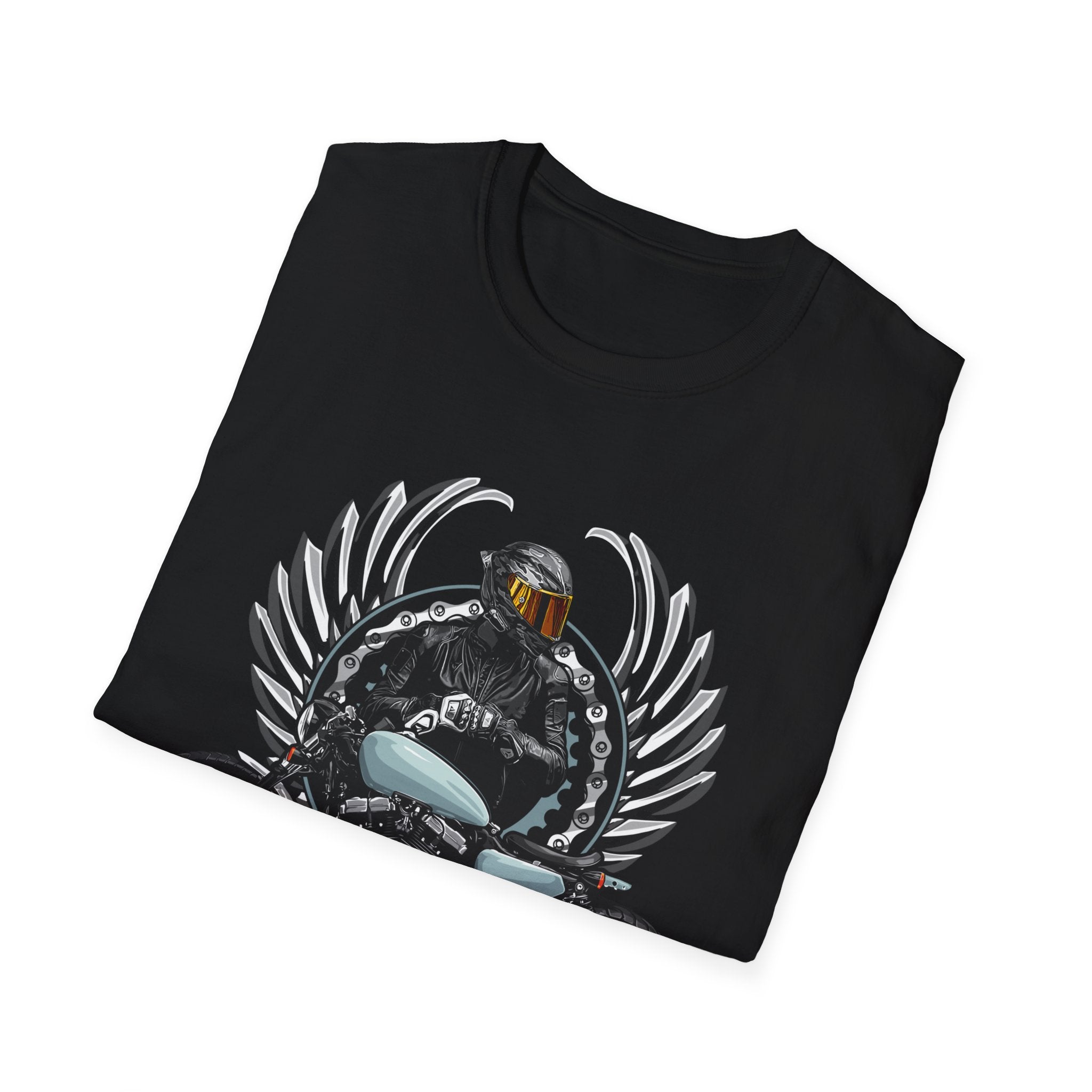 Motorcycle Rider Wings T-Shirt — Vintage Biker Helmet Crest