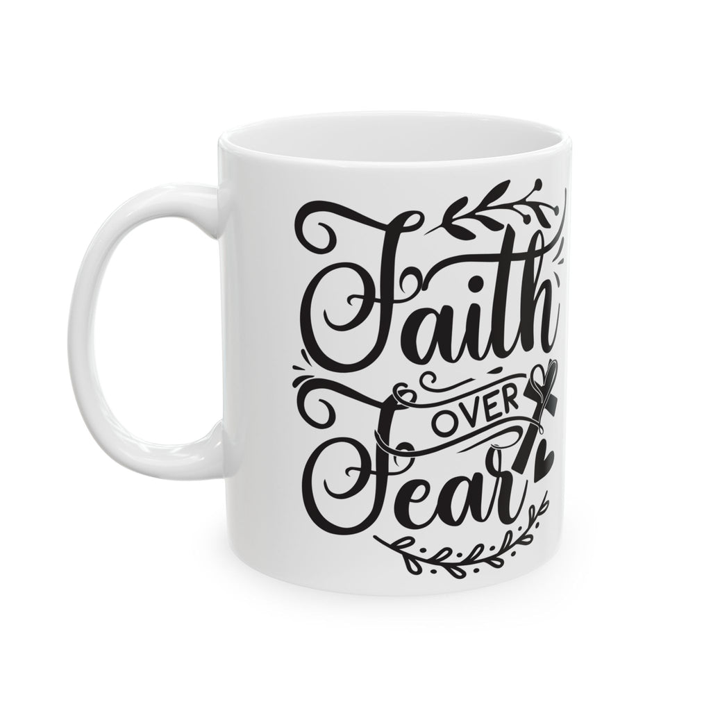 Inspirational Faith Over Fear Mug | Christian Gift for Women