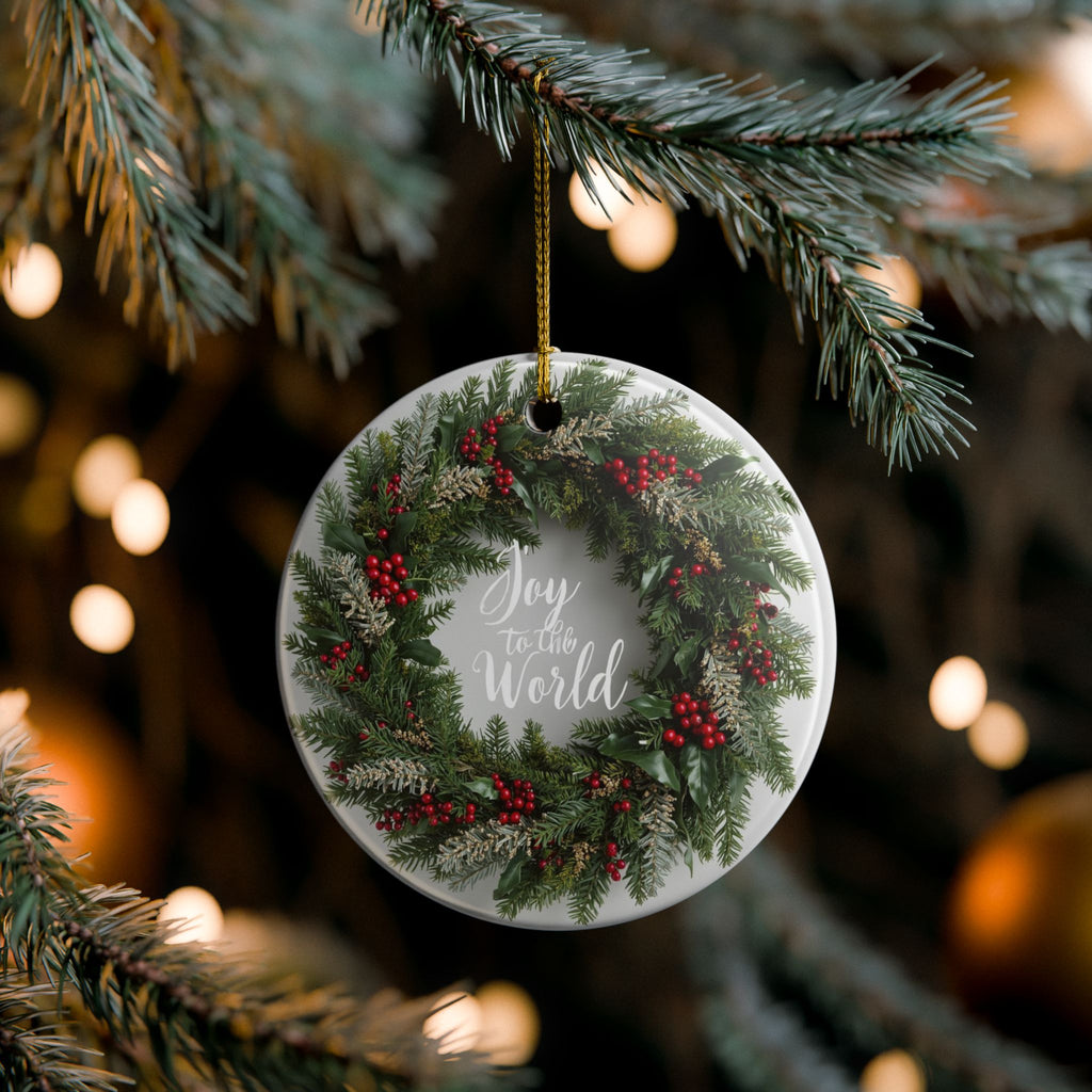 Joy to the World Holiday Wreath Ornament