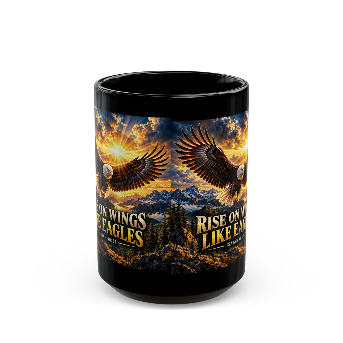 Rise on Wings Like Eagles — Isaiah 40:31 Black Mug