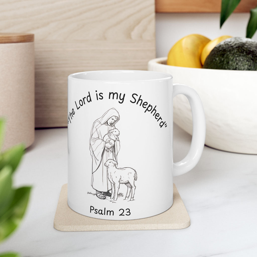 The Lord Is My Shepherd – Psalm 23 Christian Coffee Mug.