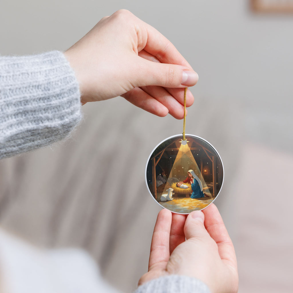 Nativity Ceramic Ornament — Mary & Baby Jesus Christmas Decor