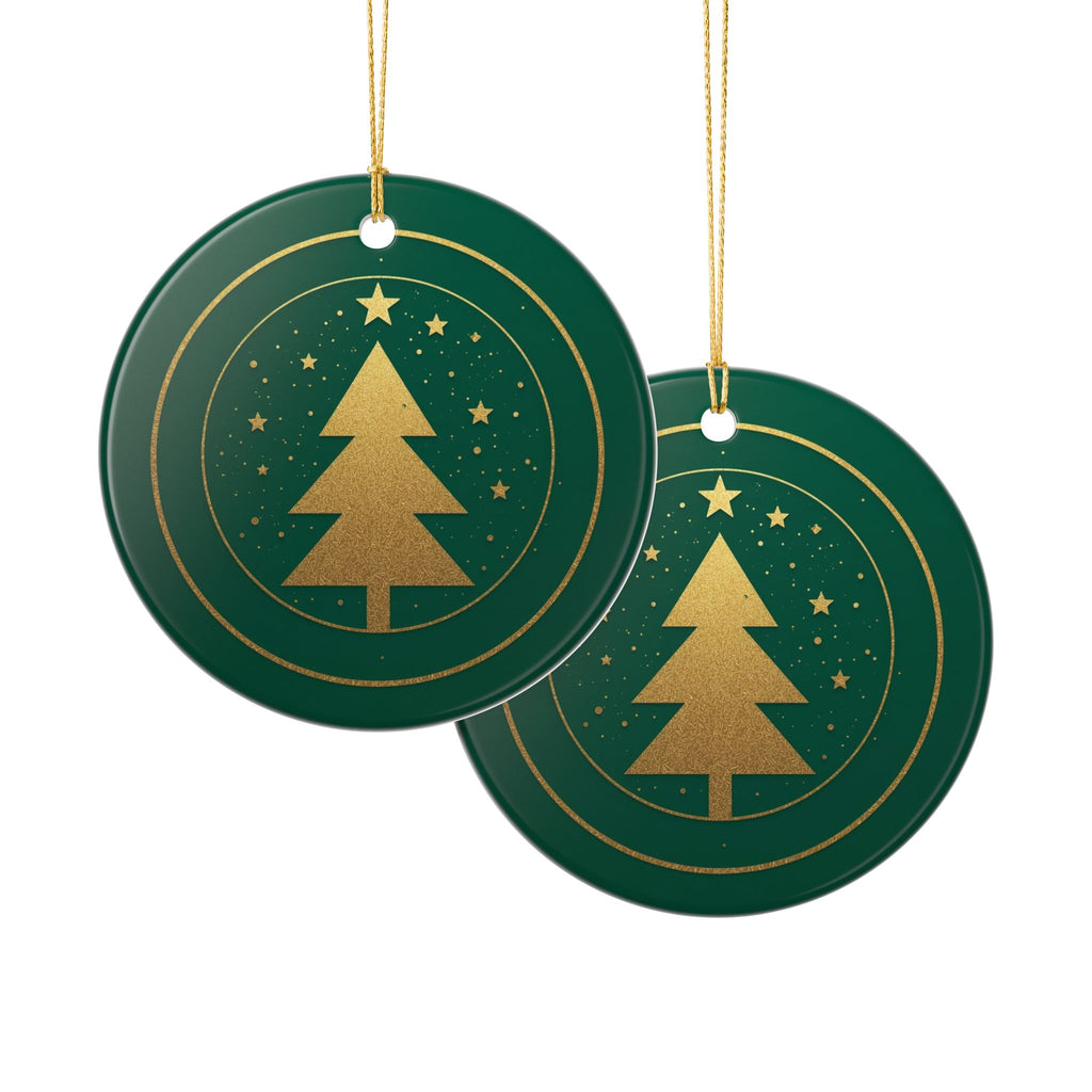 Green Pine Tree Ceramic Ornament (2-Sided)