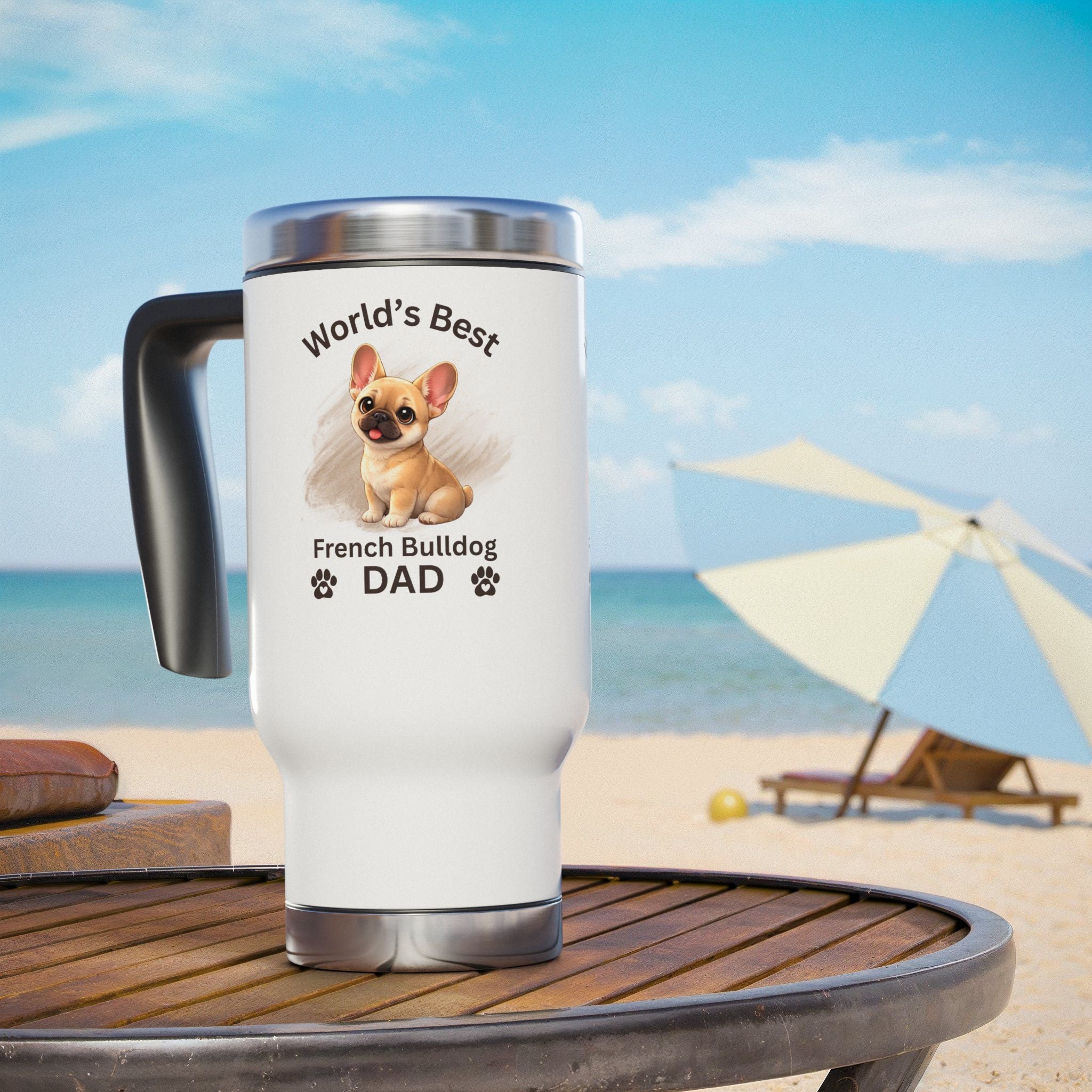 World’s Best French Bulldog Dad Travel Mug – Insulated Coffee Tumbler