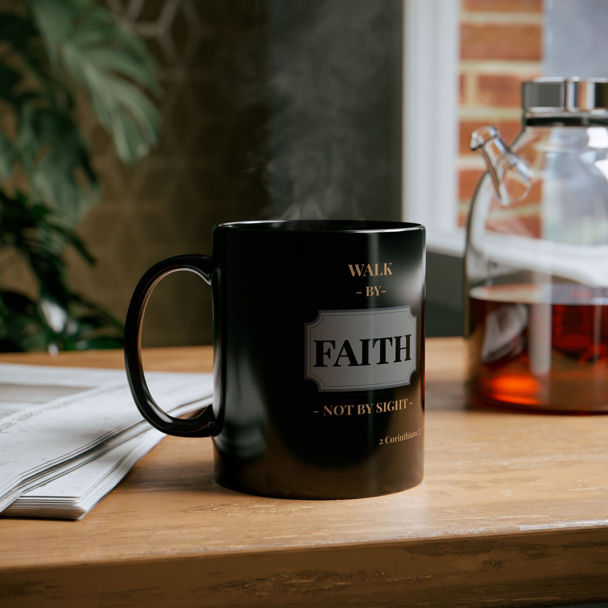 Black Faith Mug - Inspirational Coffee Cup for Believers