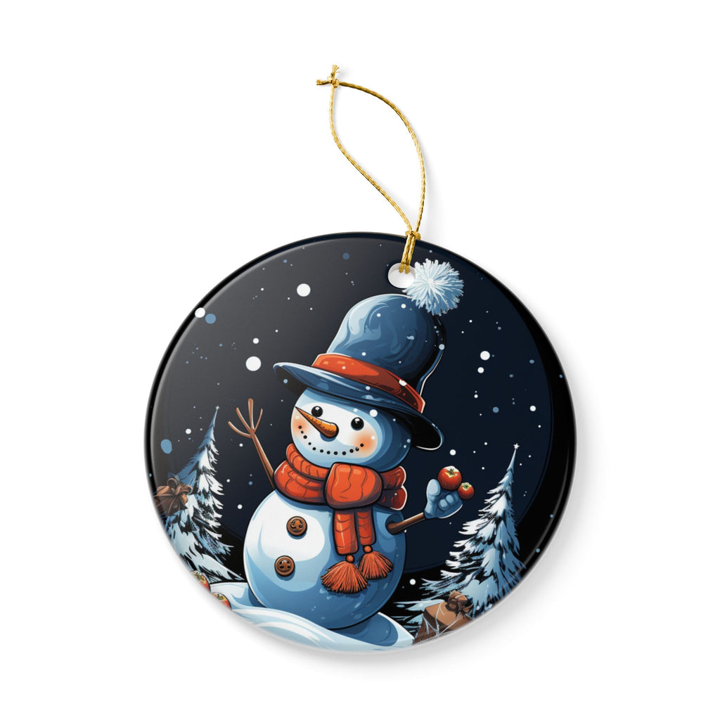 Snowman Ceramic Ornament — Double-Sided Winter Holiday Decoration