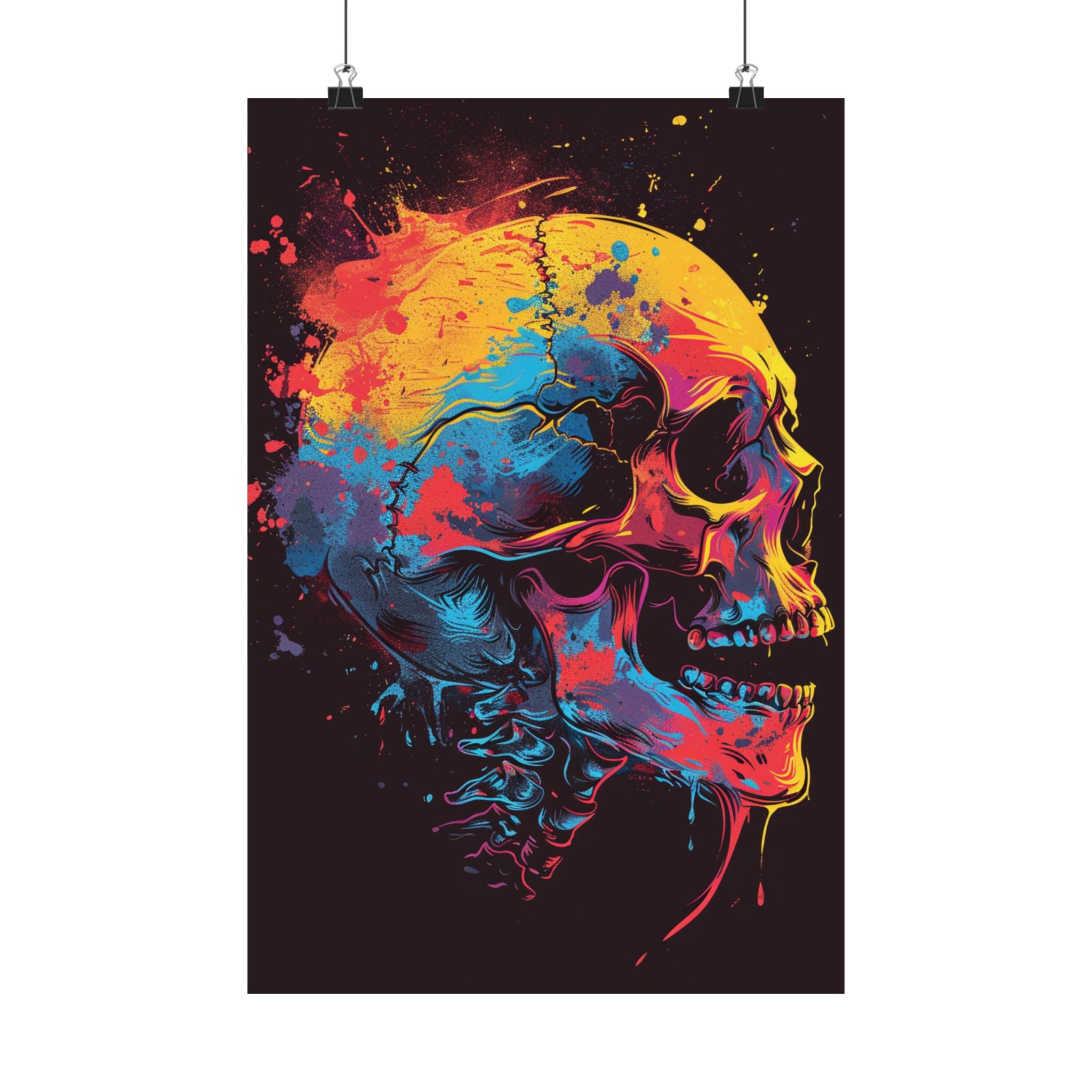 Color Splash Skull Poster — Matte Vertical Art Print