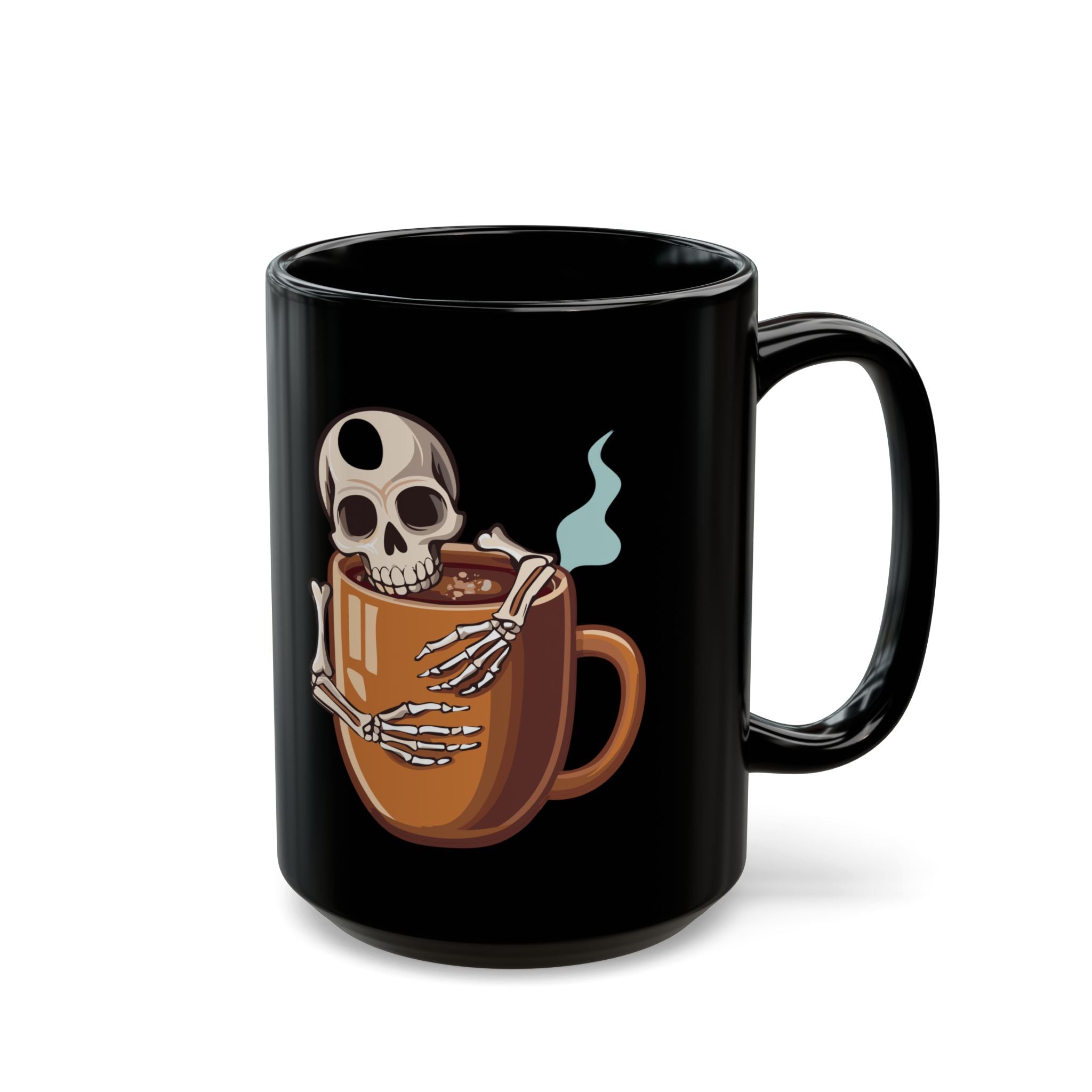 Skeleton Hugging Coffee Mug | 11oz & 15oz Black Ceramic