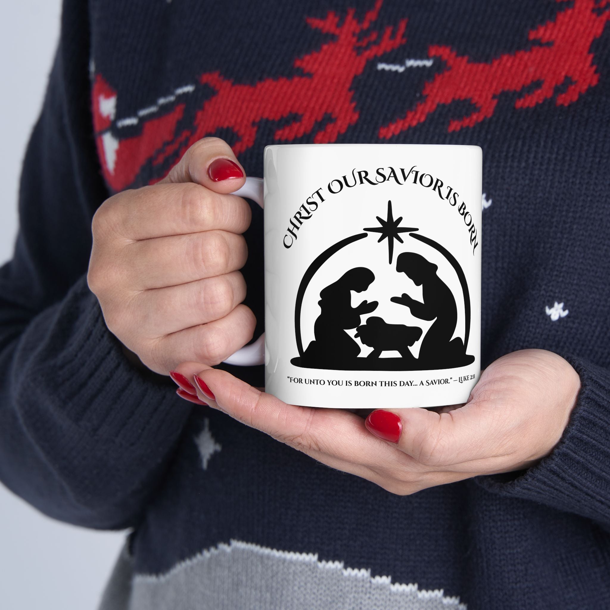 Christ Our Savior Is Born – Nativity Christmas Mug (11oz, 15oz)