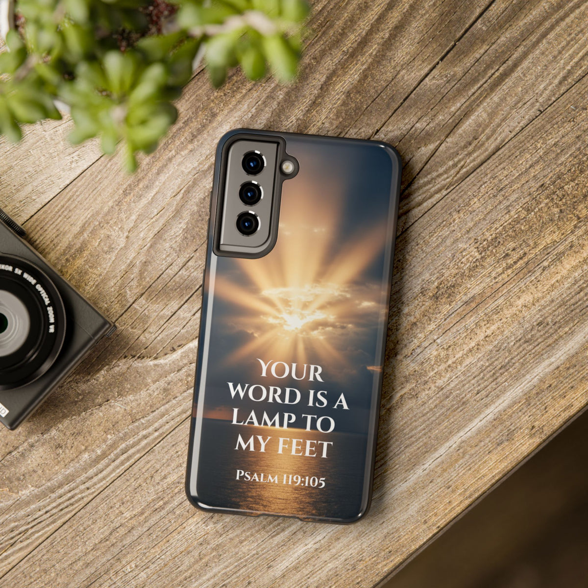 Christian Phone Case — "Your Word Is a Lamp to My Feet" (Psalm 119:105) Divine Light Design