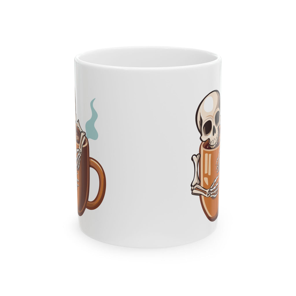 Skeleton Hugging Coffee Mug | 11oz & 15oz White Ceramic
