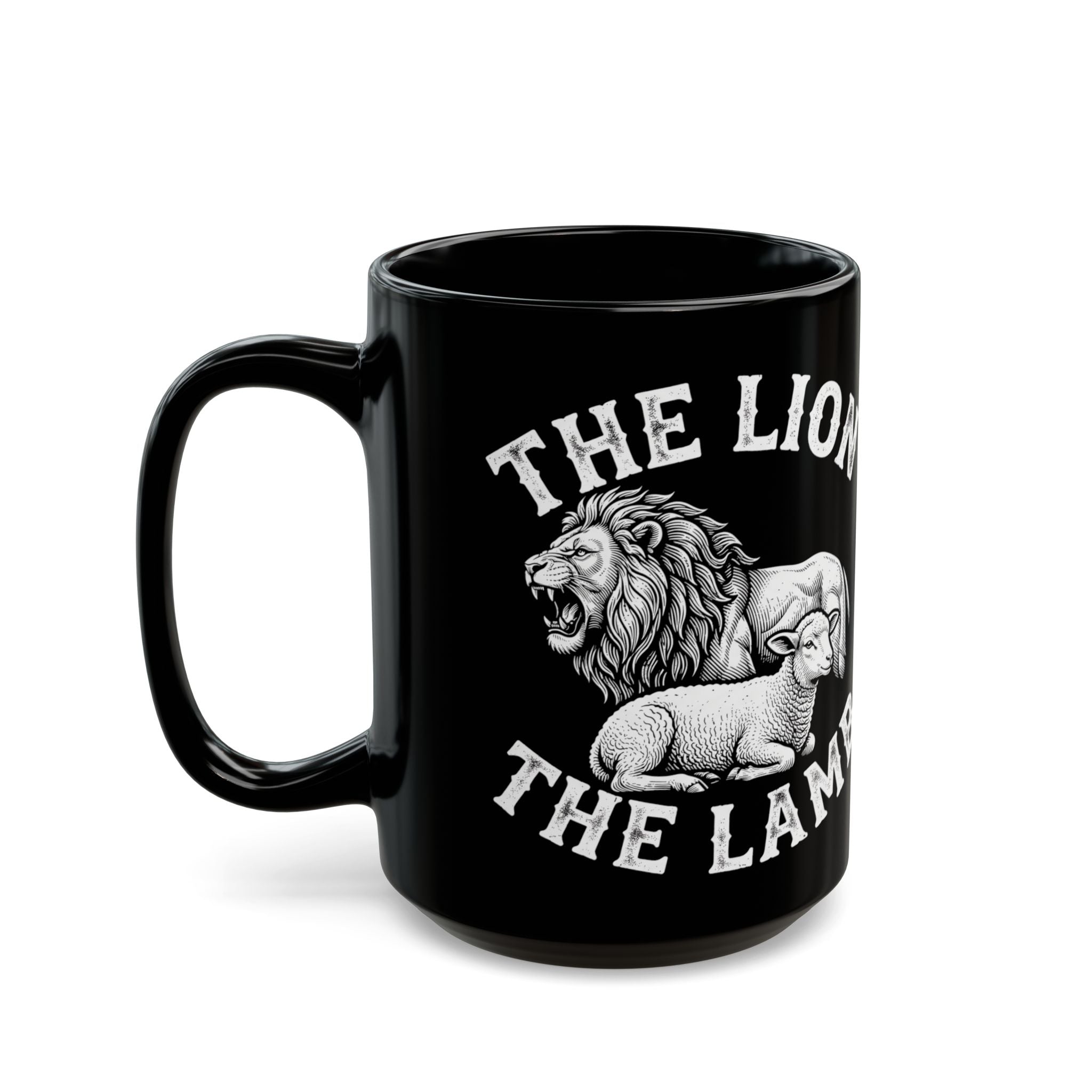 The Lion & The Lamb Black Mug — Christian Faith Coffee Mug | Zero FG