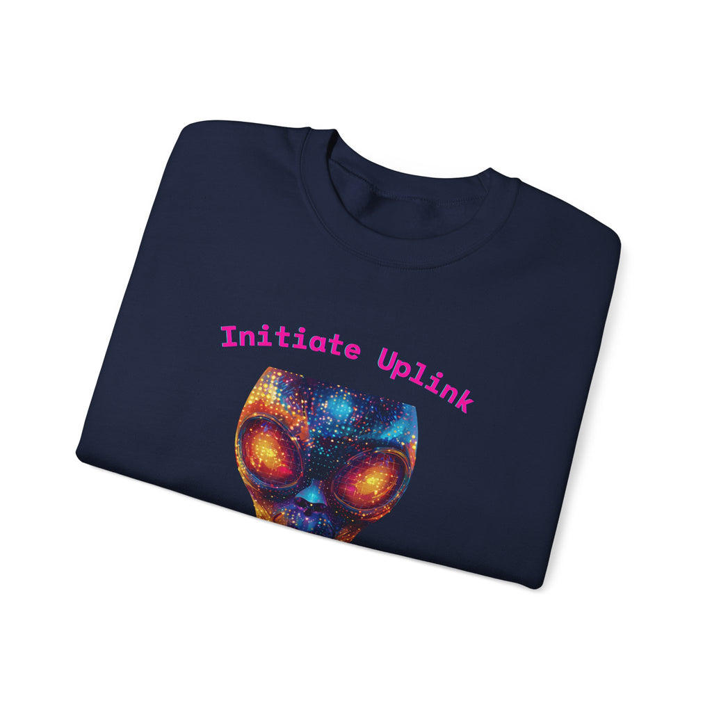 Alien Graphic Crewneck Sweatshirt — "Initiate Uplink: Get Me Off This Rock"