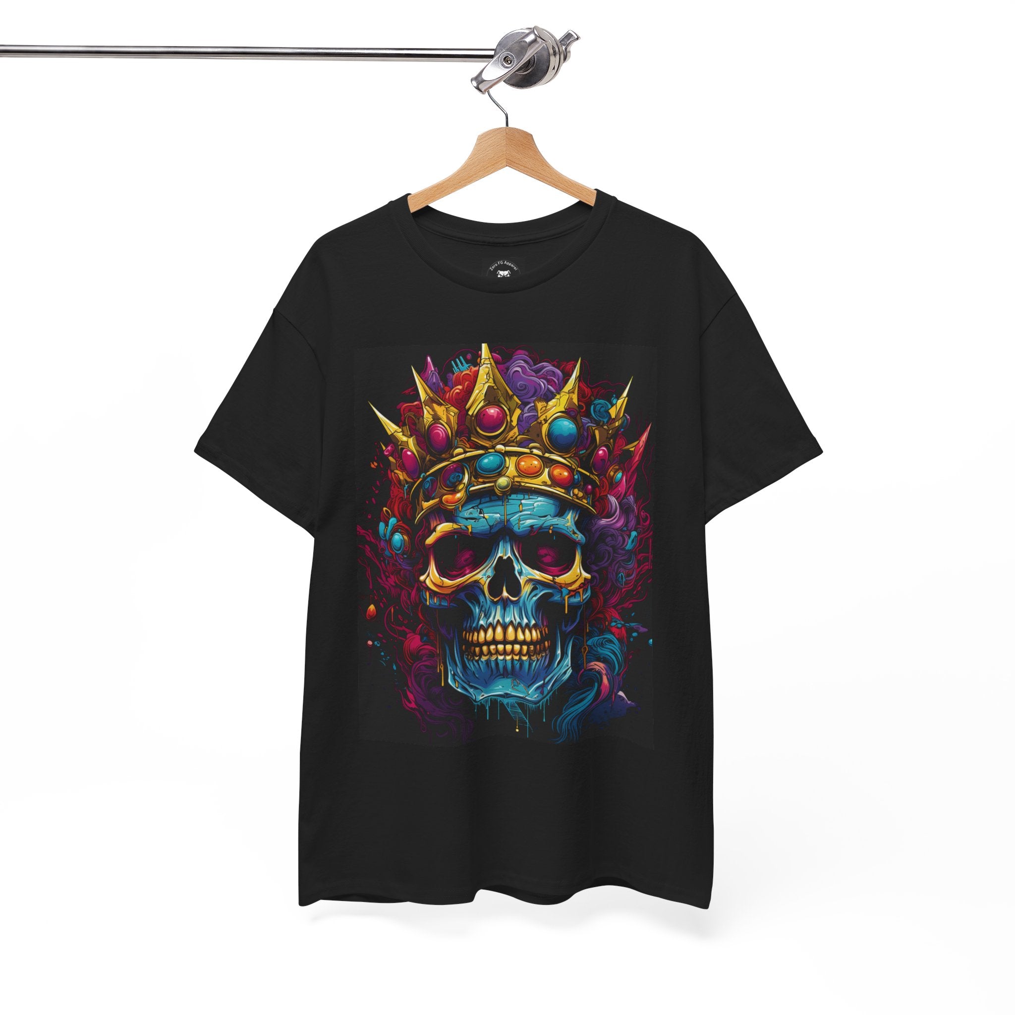 Skull King T-Shirt — Neon Crowned Skull Graphic Tee