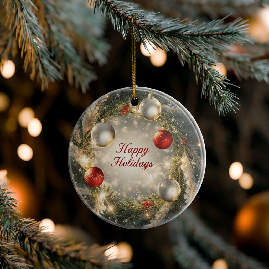 Festive Wreath Ceramic Ornament — Christmas Tree Decor