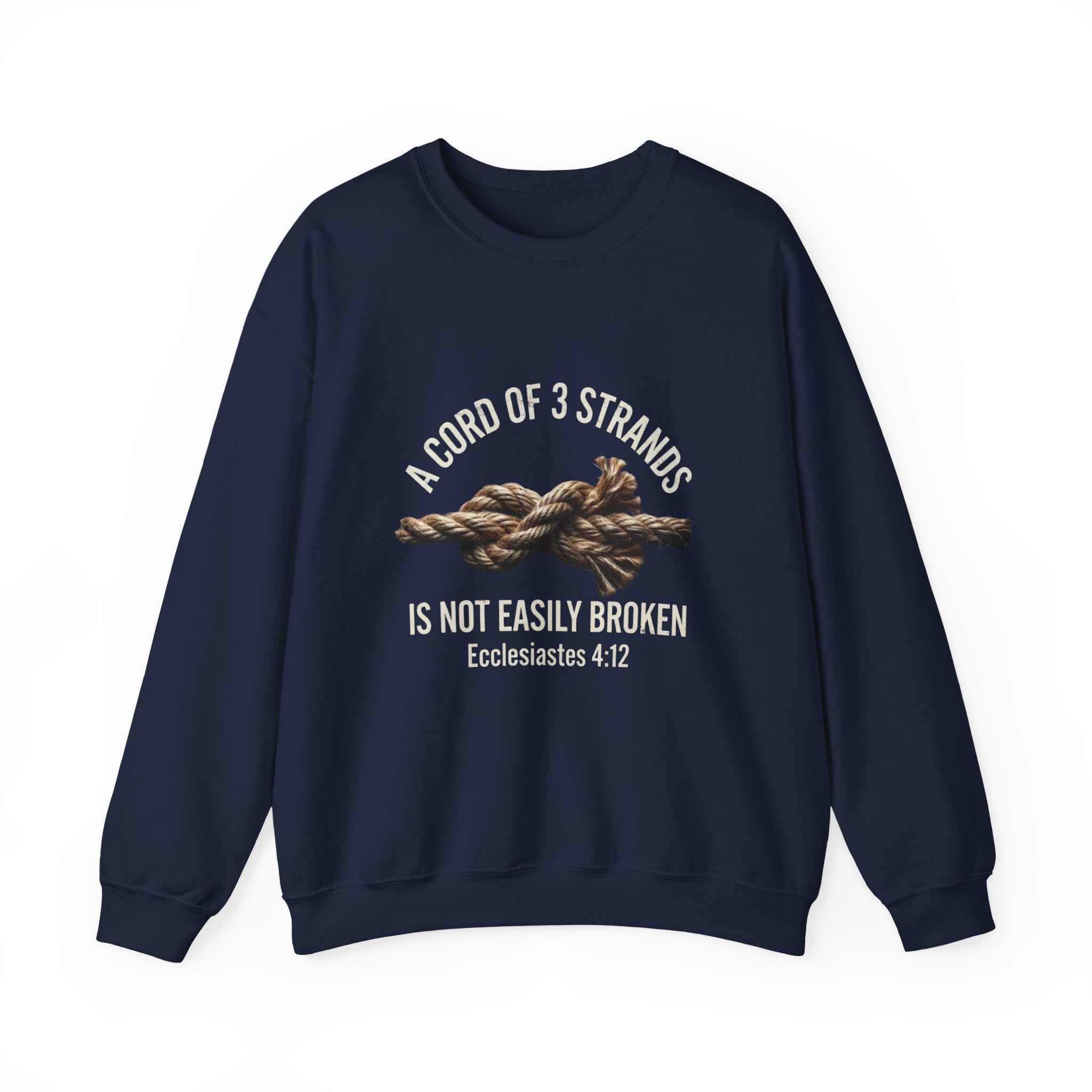 A Cord of 3 Strands Crewneck Sweatshirt — Ecclesiastes 4:12 — Christian Faith Pullover