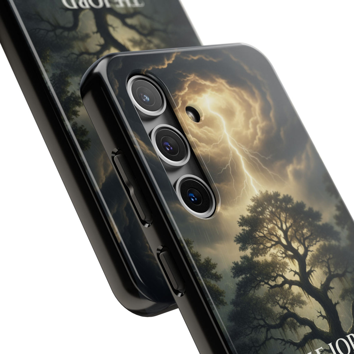 Christian Phone Case — "The Lord Thundered From Heaven" (2 Samuel 22:14) Storm & Lightning Design