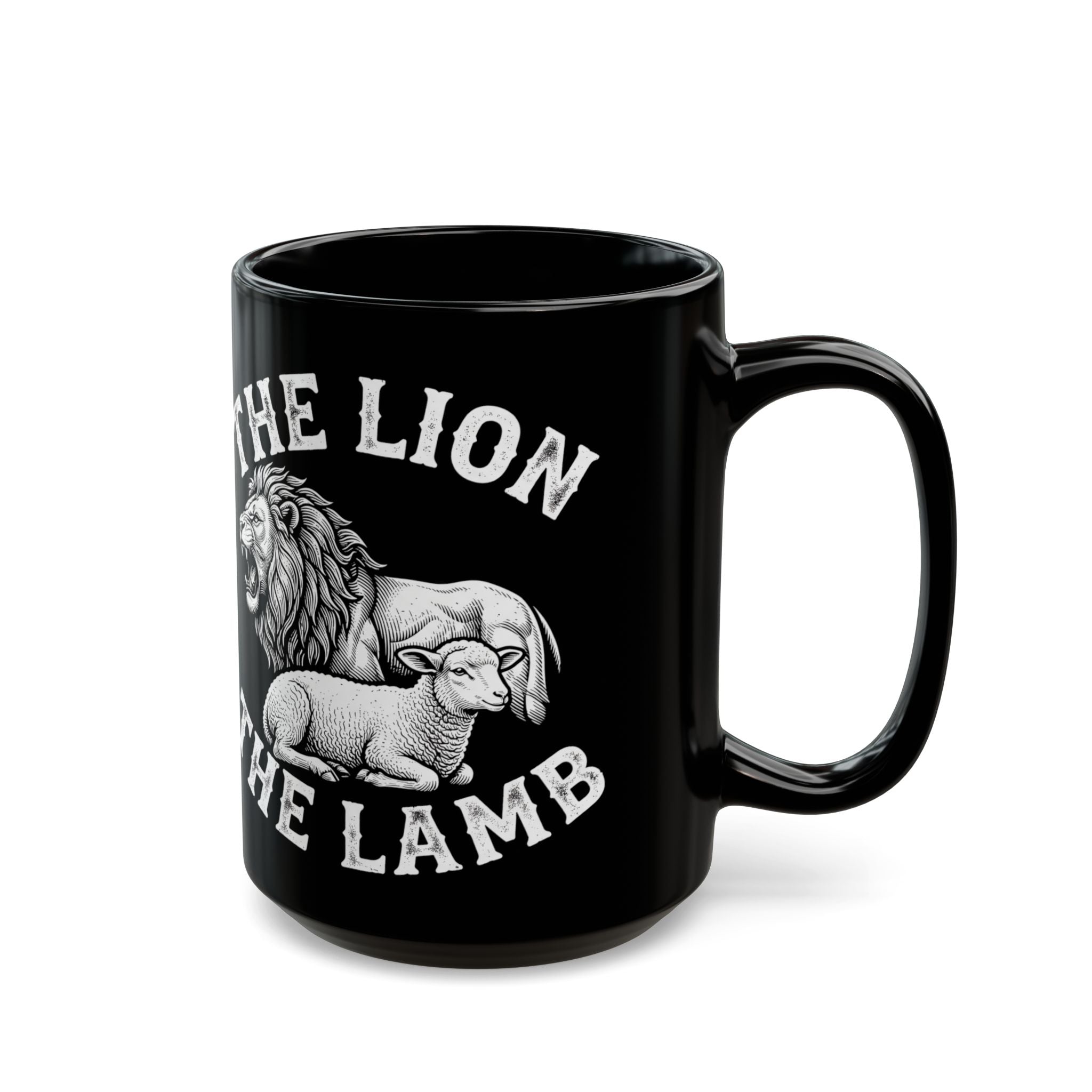 The Lion & The Lamb Black Mug — Christian Faith Coffee Mug | Zero FG
