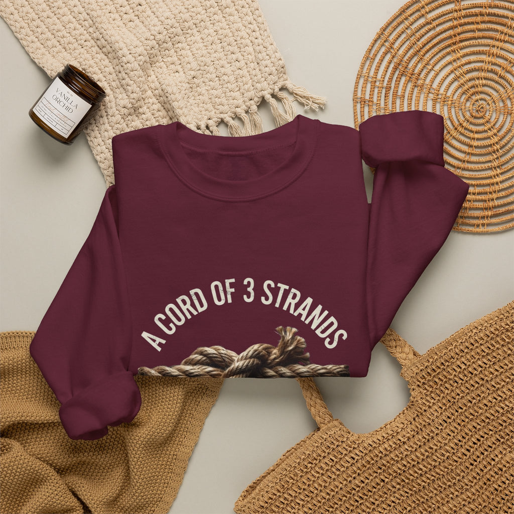 A Cord of 3 Strands Crewneck Sweatshirt — Ecclesiastes 4:12 — Christian Faith Pullover