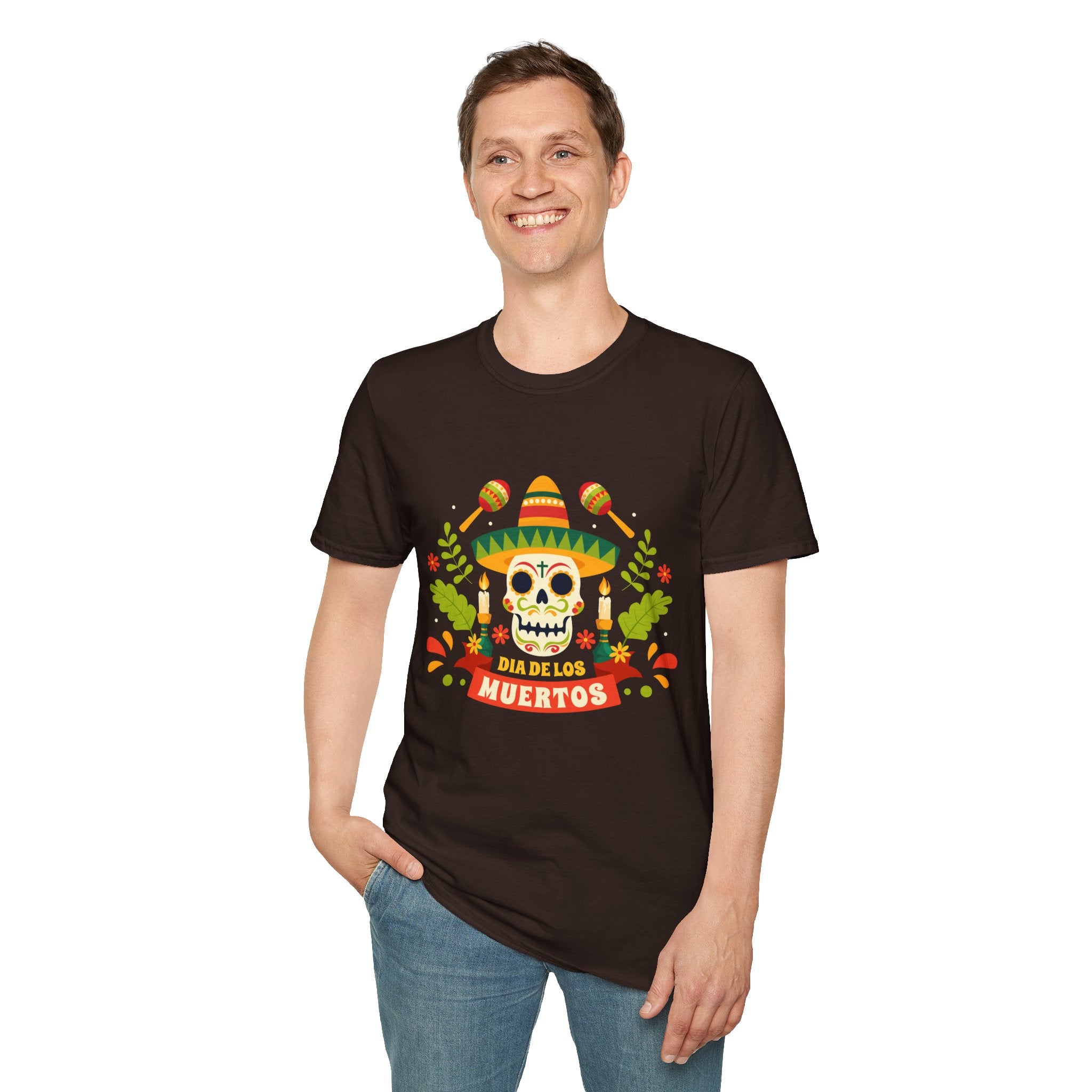 Dia de los Muertos T-Shirt, Unisex Softstyle Tee, Halloween Apparel, Mexican Celebration Shirt, Cultural Celebration Outfit, Gift Idea