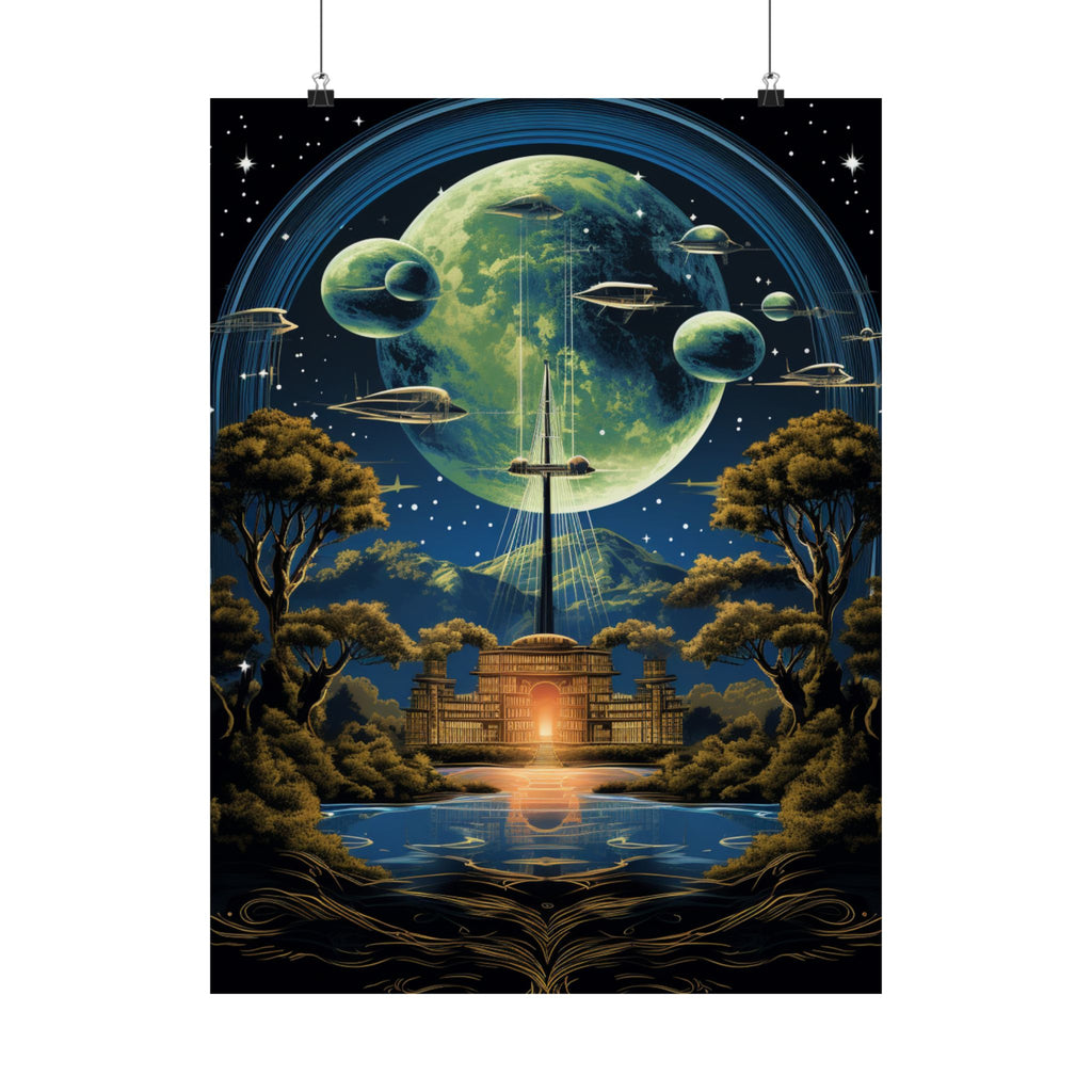 Moonrise Citadel – Retro Cosmic Gateway Poster (3 Sizes)