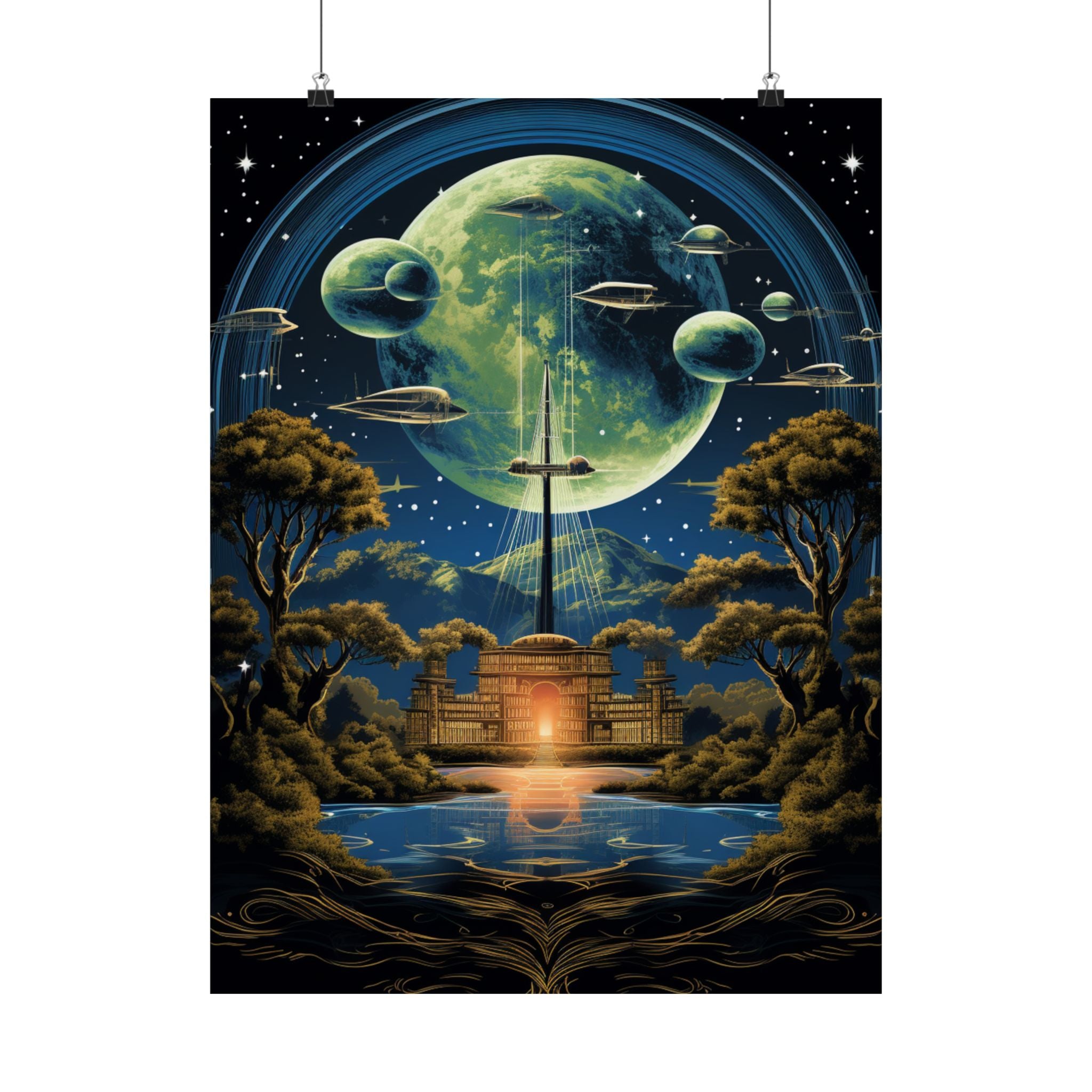 Moonrise Citadel – Retro Cosmic Gateway Poster (3 Sizes)