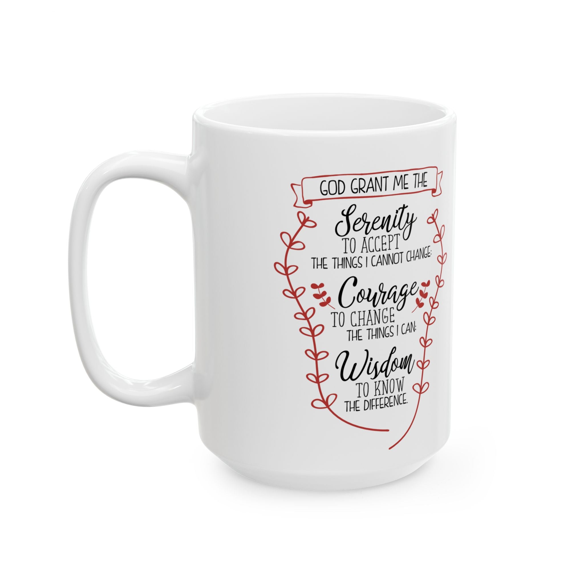 Inspirational Scripture Ceramic Mug (11oz & 15oz) — 'God Bless Our Home' Floral Faith Coffee Cup