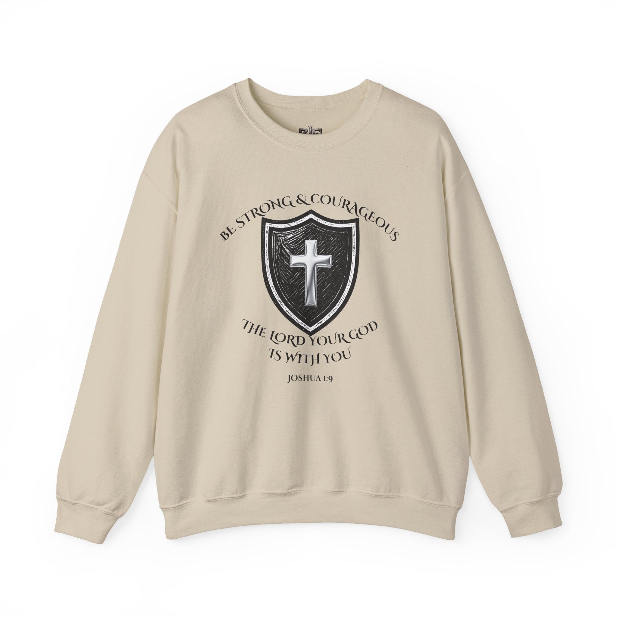 Christian Crewneck Sweatshirt — Be Strong & Courageous — Joshua 1:9