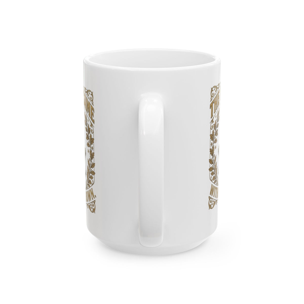 The King Came Without a Crown Christmas gift mug, another view