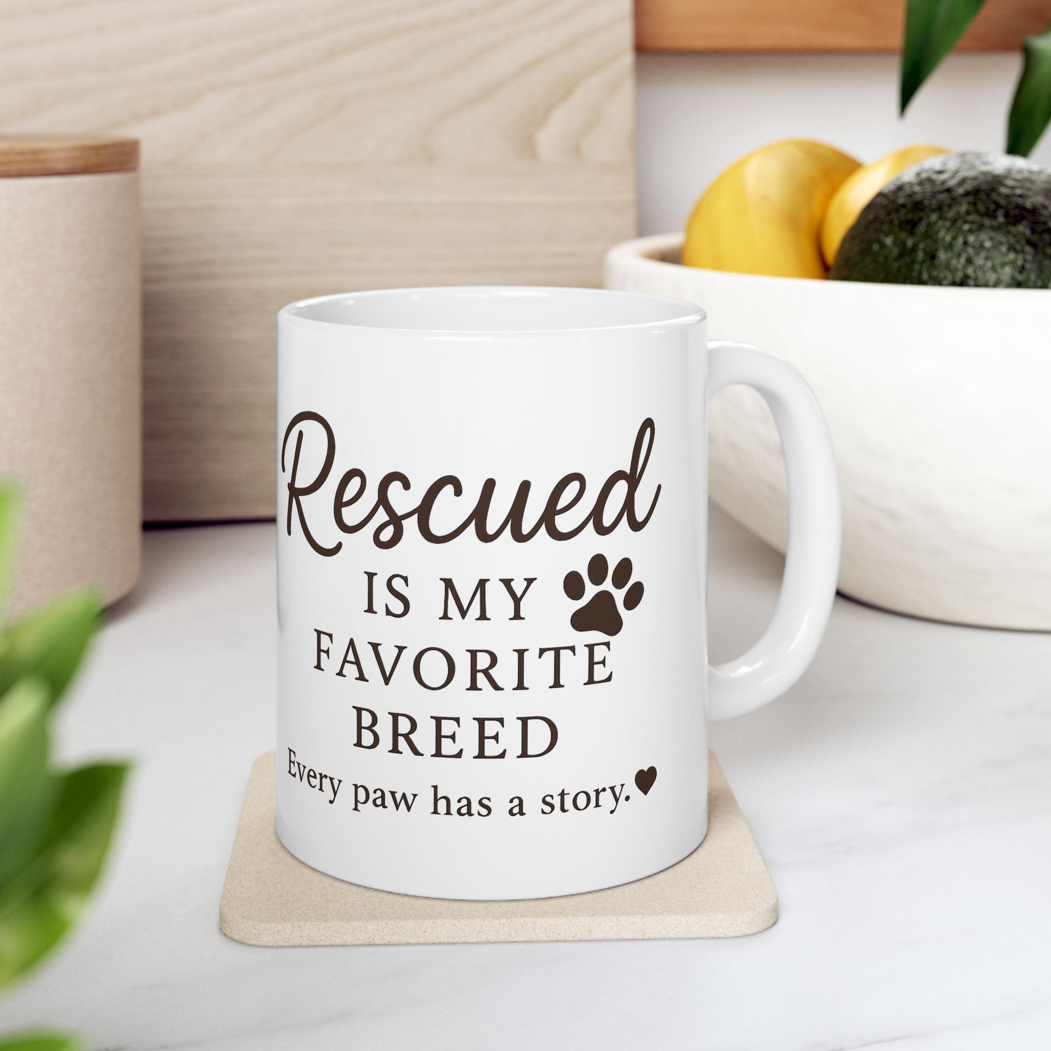 Rescued Is My Favorite Breed - Premium Coffee Mug
