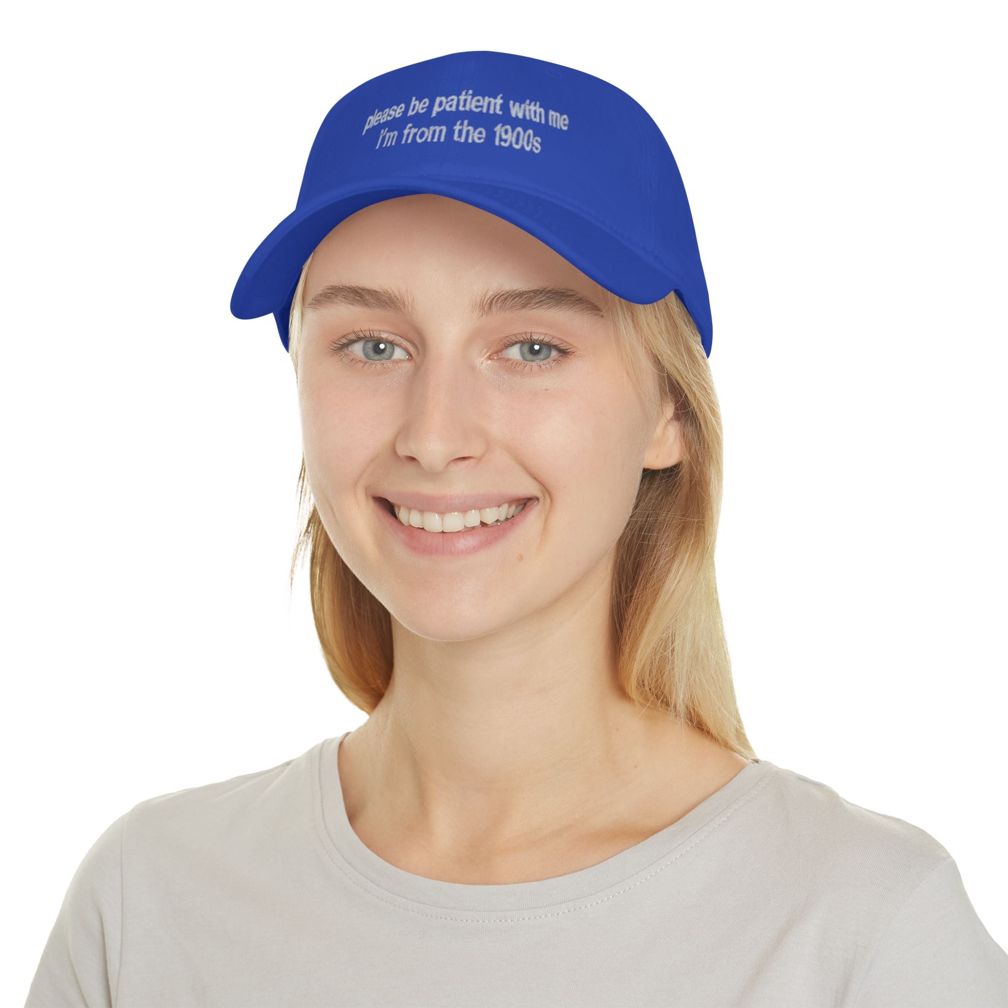 Retro Text Baseball Cap - "please be patient with me, I'm from the 1900s"