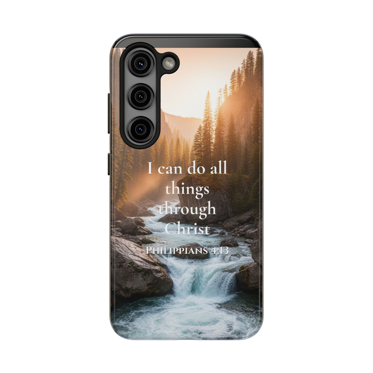 Christian Phone Case — "I Can Do All Things Through Christ" (Philippians 4:13) River Design