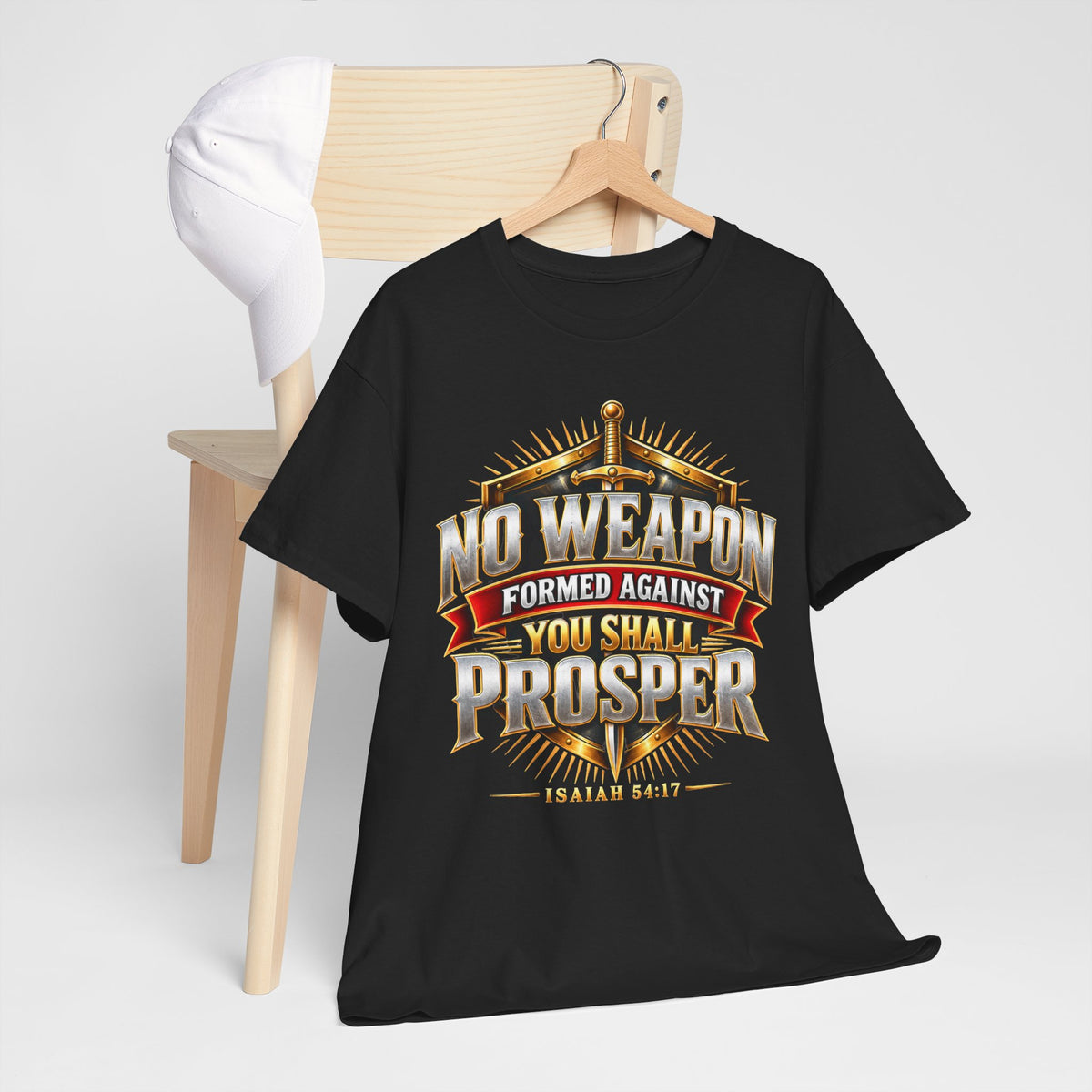 No Weapon Shall Prosper — Isaiah 54:17 Faith T-Shirt