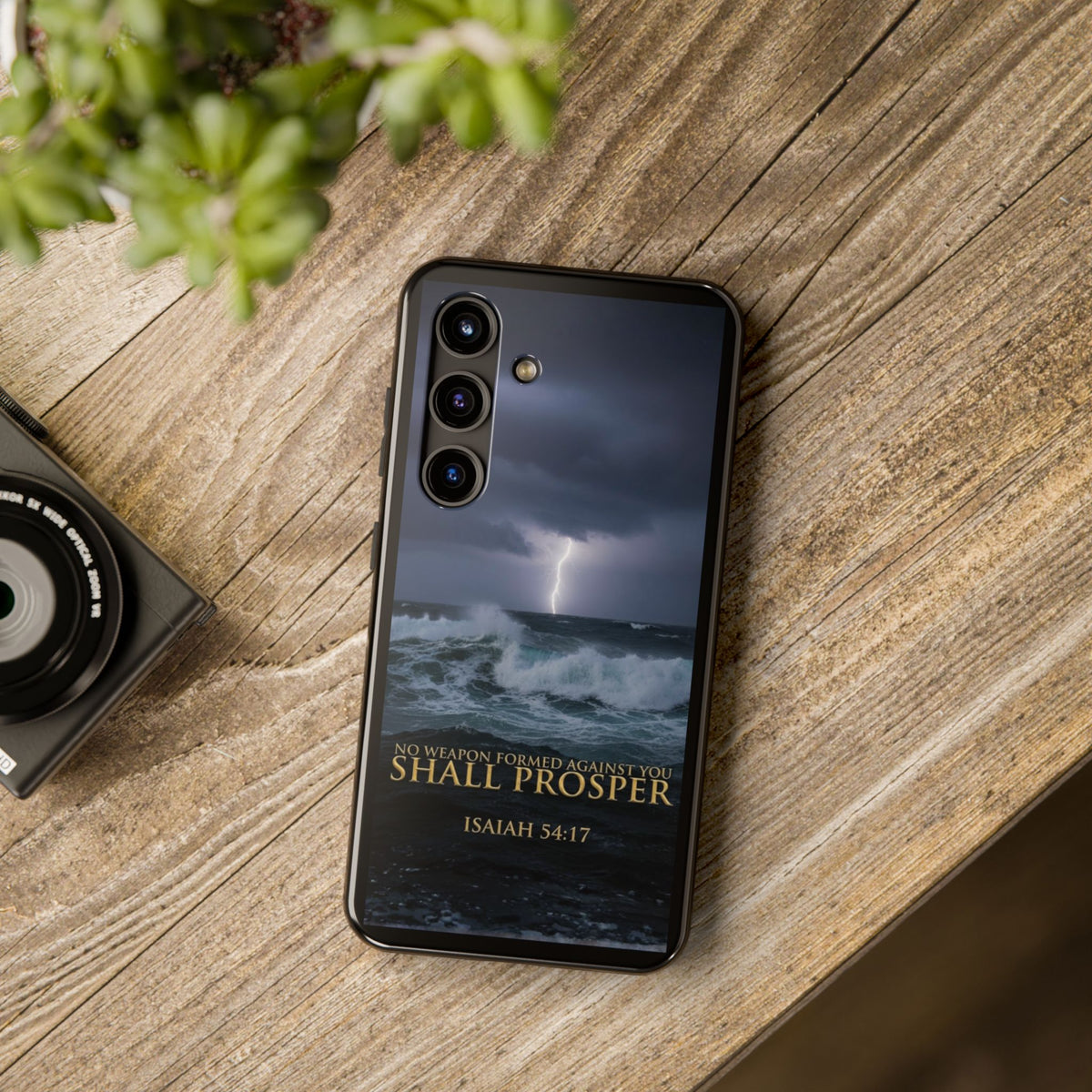 Isaiah 54:17 Lightning Storm Phone Case — Christian Faith Scripture Tough Case