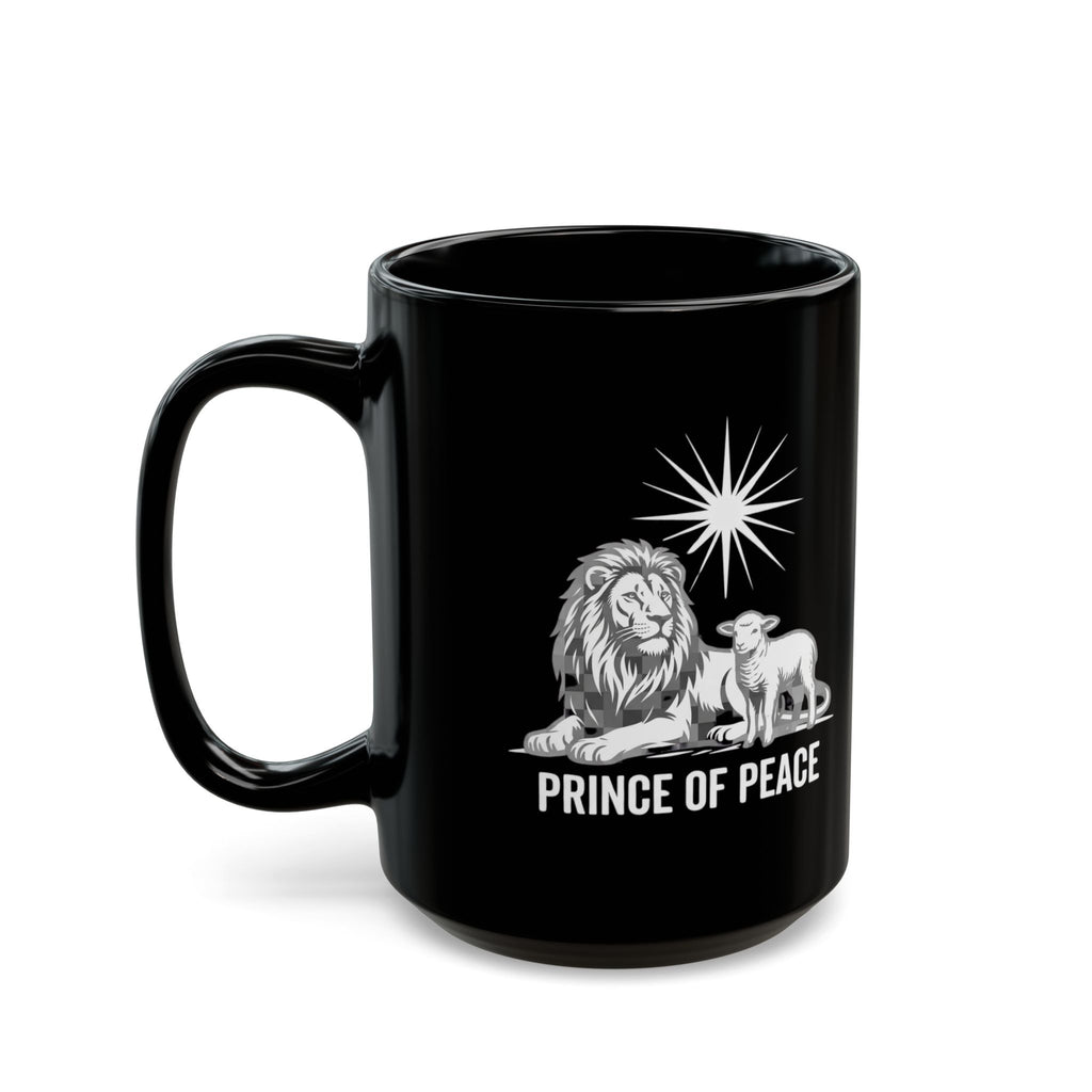 Prince of Peace Black Mug — Lion & Lamb Christian Coffee Mug (11oz/15oz)