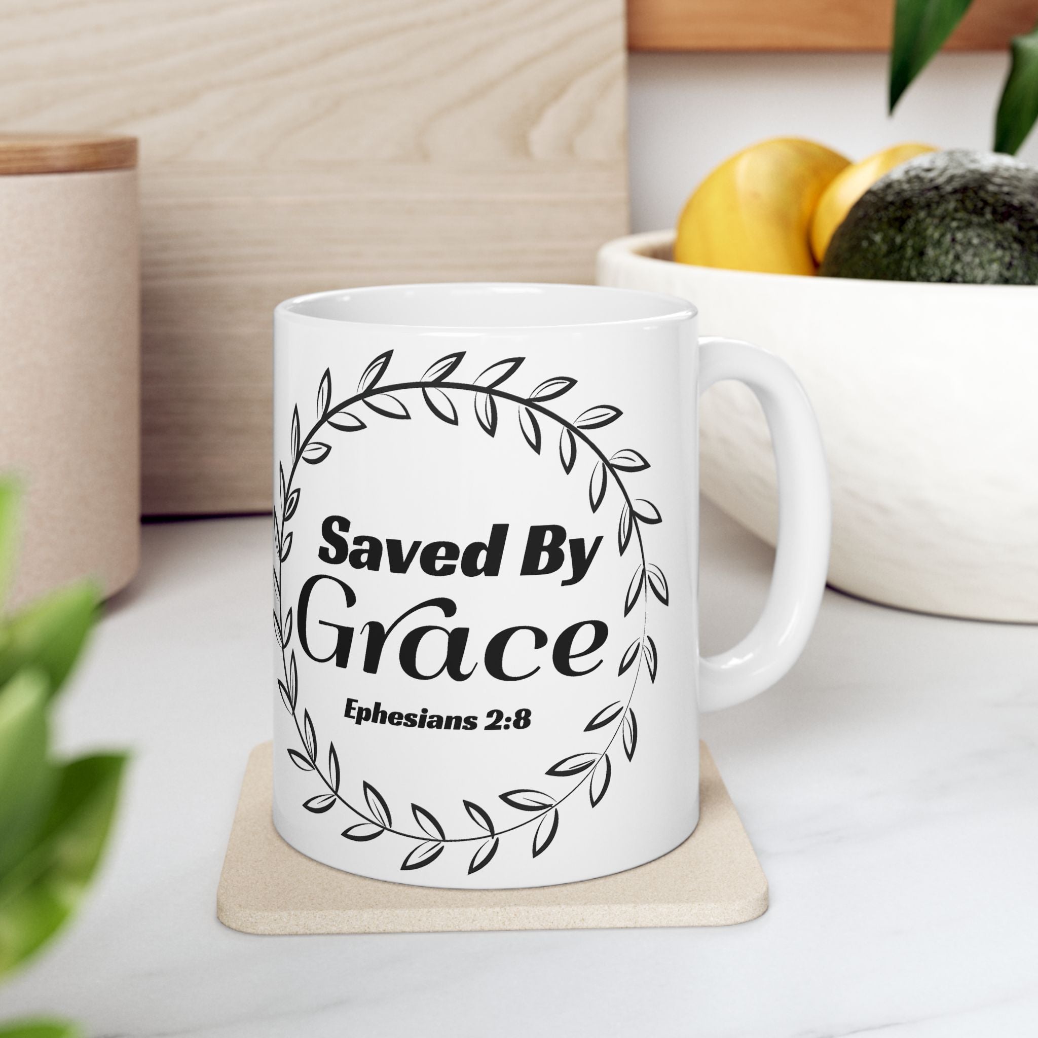 Saved by Grace Mug – Ephesians 2:8 Christian Coffee Cup (11 oz & 15 oz)