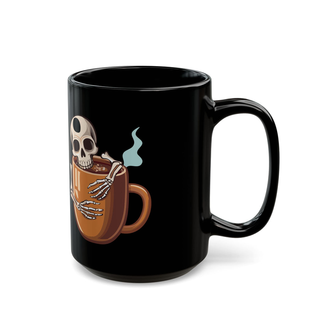 Skeleton Hugging Coffee Mug | 11oz & 15oz Black Ceramic